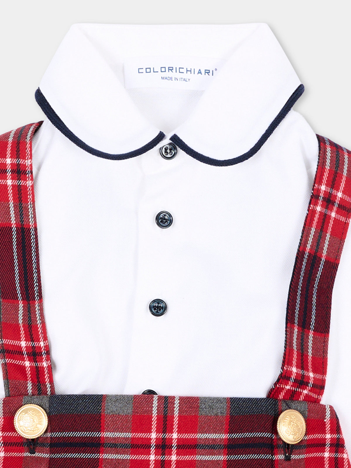 Completo elegante rosso per neonato tartan