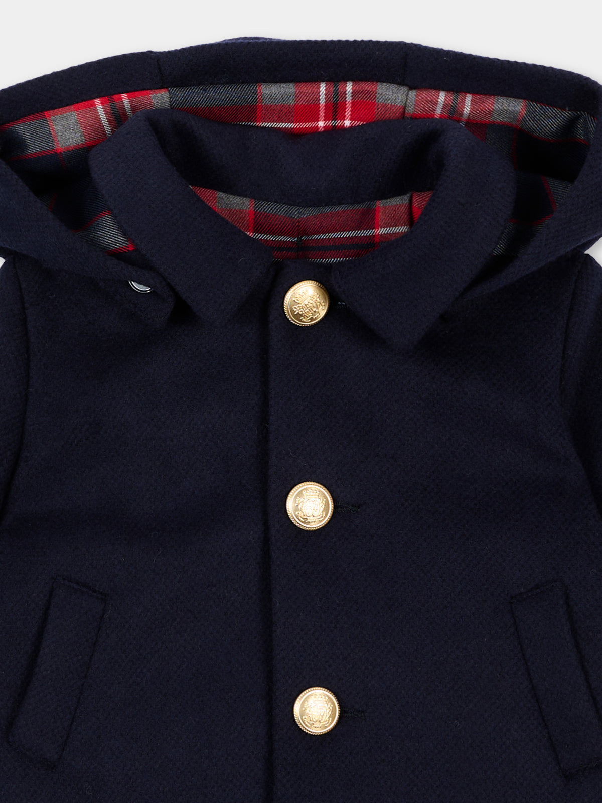 Cappotto blu per neonato con cappuccio,Colorichiari,MN118827 3030 60