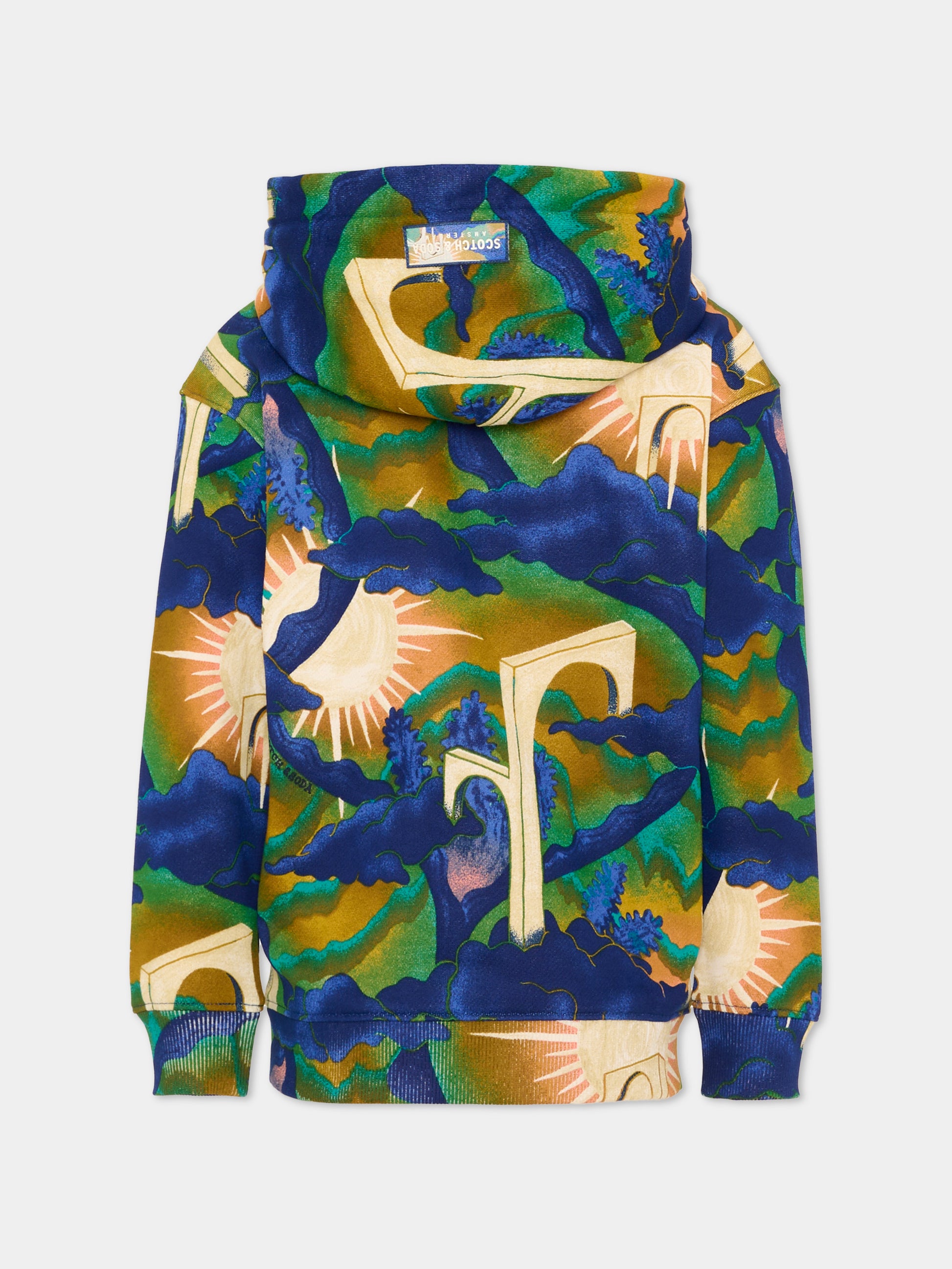 Felpa con cappuccio blu stampata per bambino,Scotch&soda,183346 410