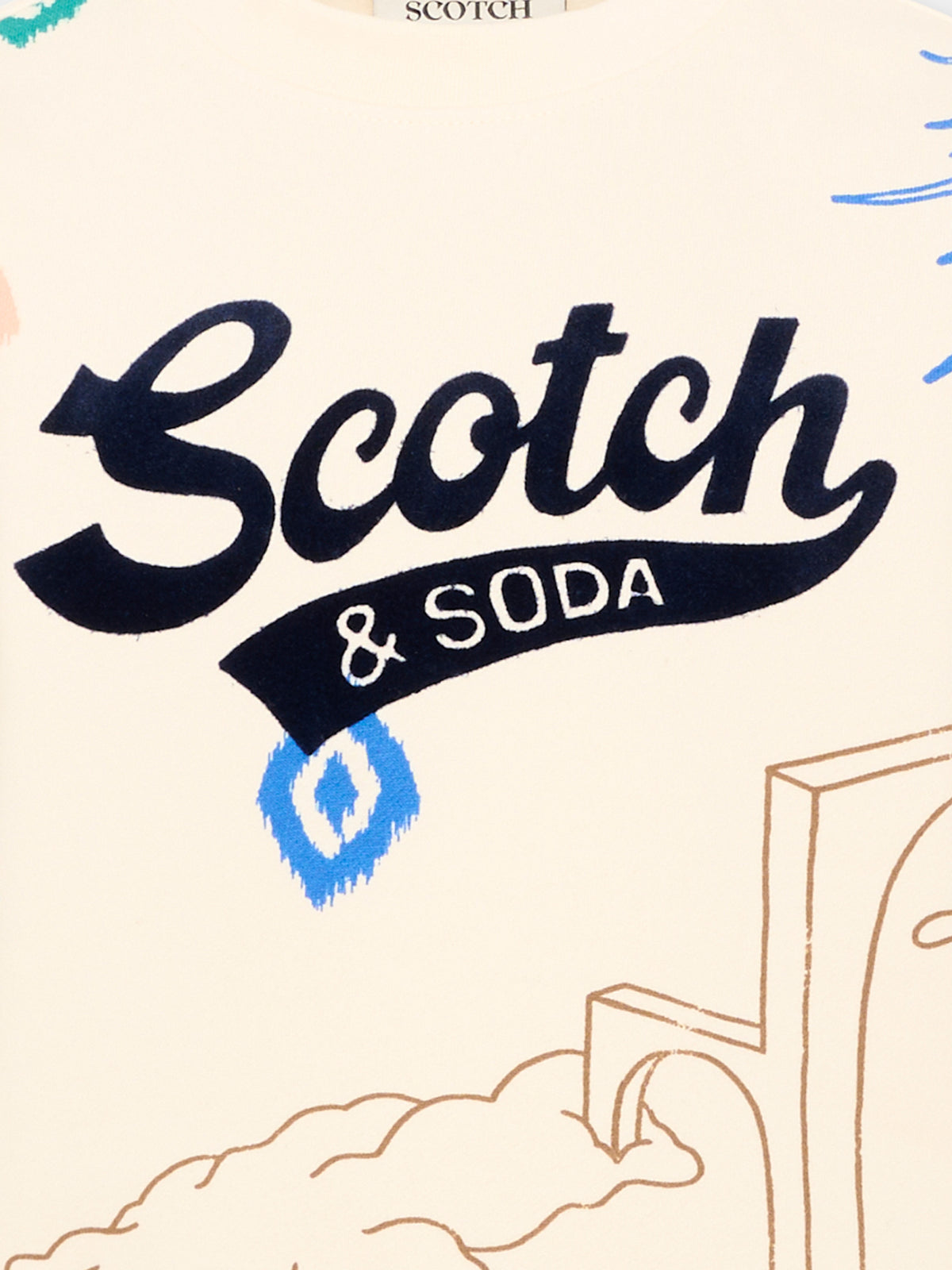 Felpa avorio per bambino con stampa,Scotch&soda,183338 100