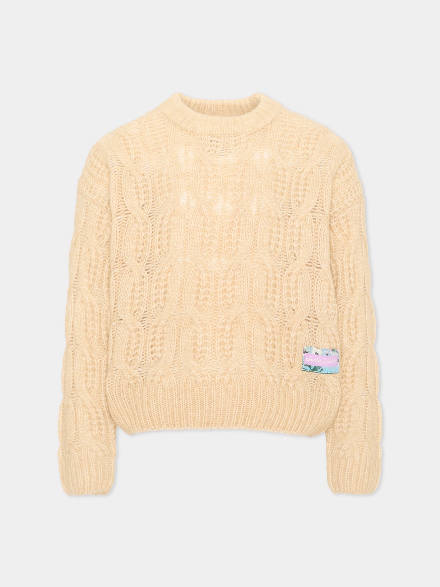 Maglione avorio per bambina a trecce,Scotch&soda,183491 260