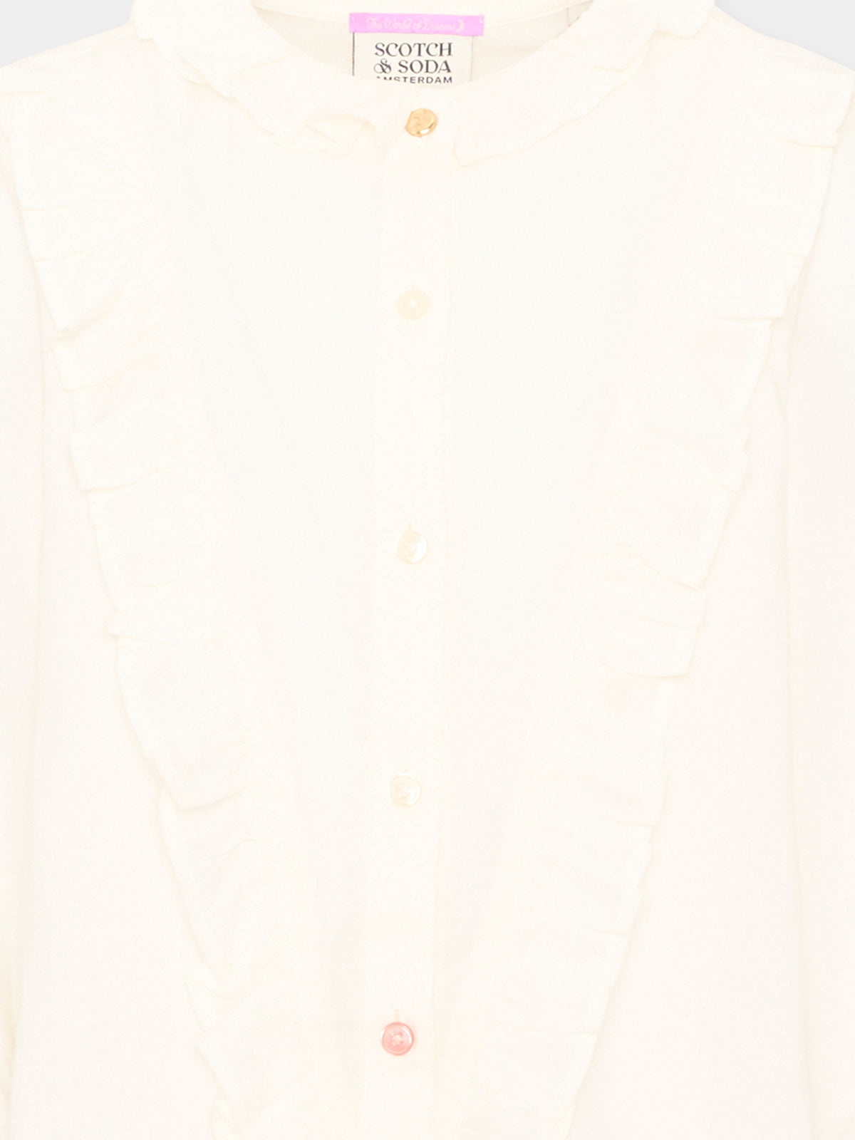 Camicia a manica lunga bianca con ruches per bambina,Scotch&soda,183445 270
