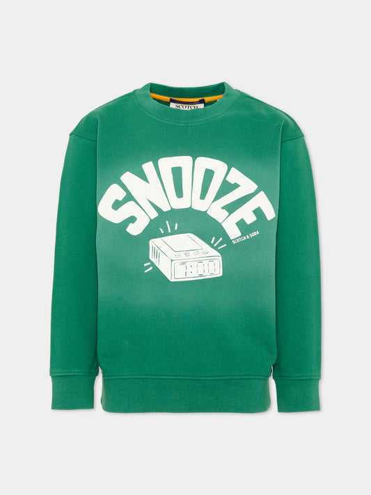 Felpa verde per bambino con stampa,Scotch&soda,183328 300