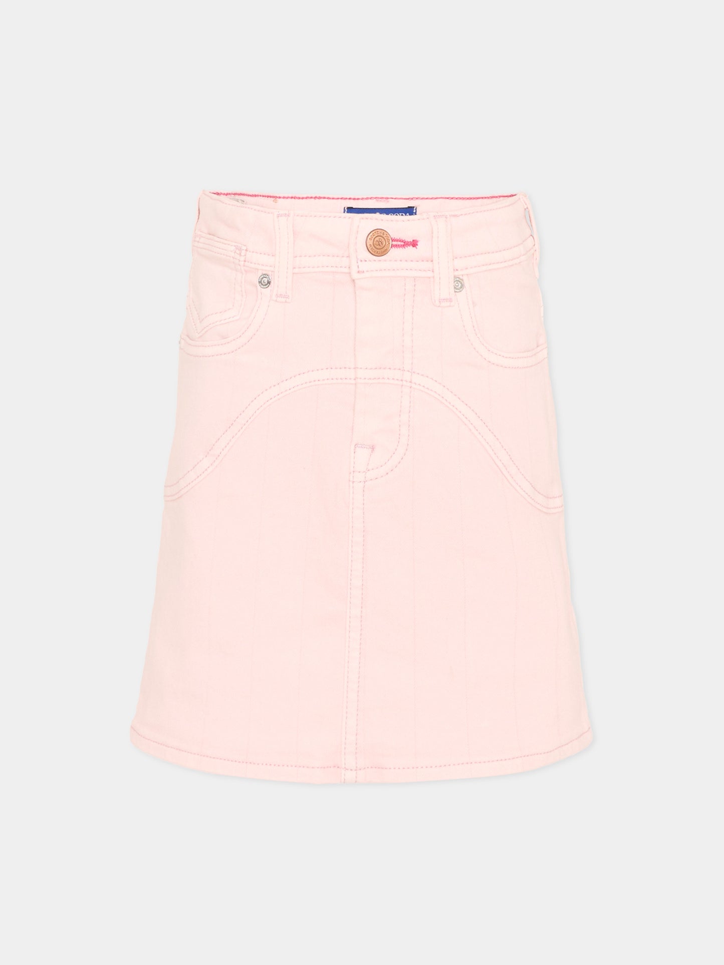 Gonna rosa per bambina in denim,Scotch&soda,182074 650