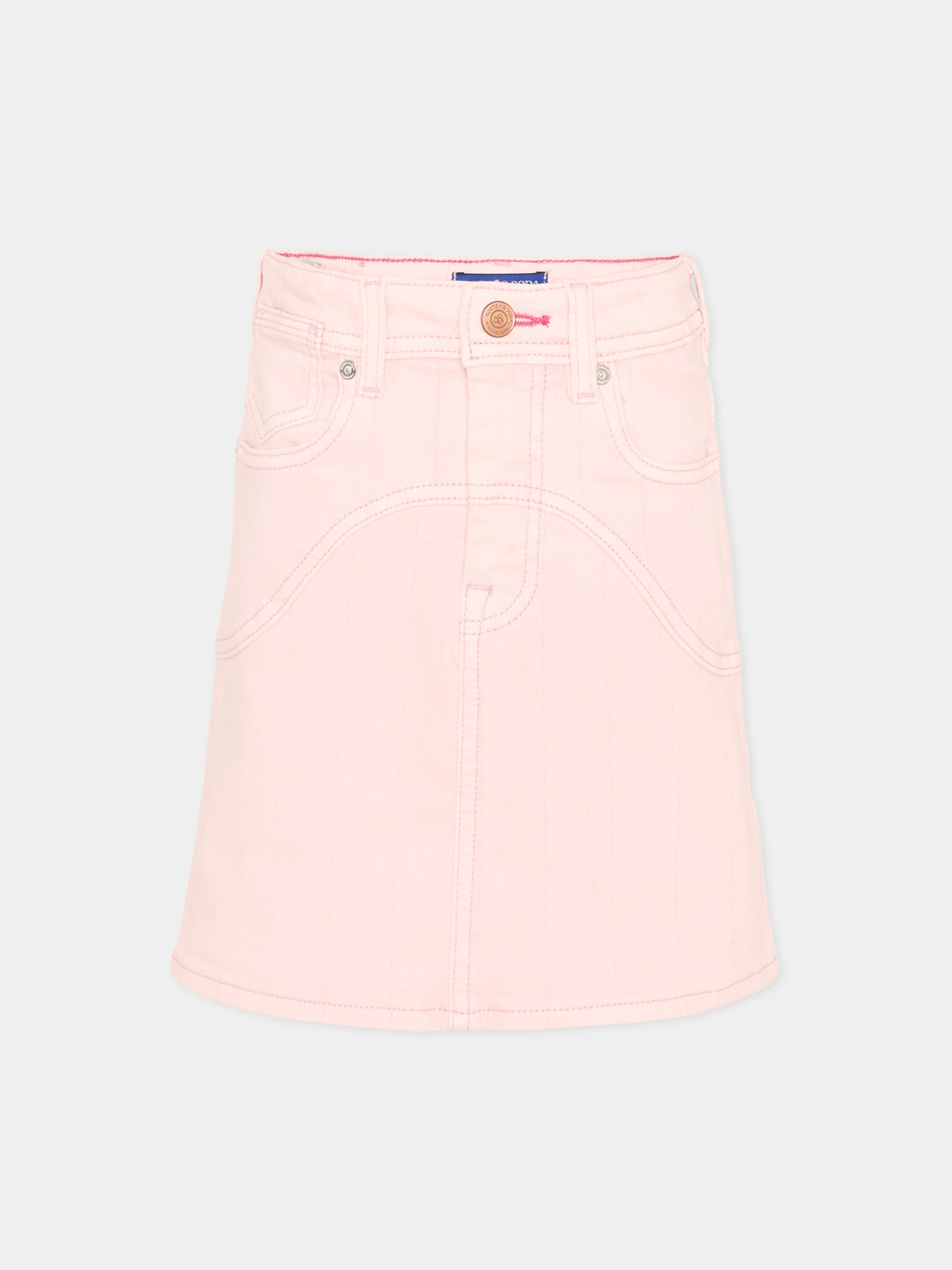 Gonna rosa per bambina in denim,Scotch&soda,182074 650