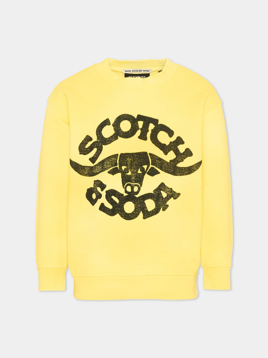 Felpa gialla con logo per bambino,Scotch&soda,183105 720