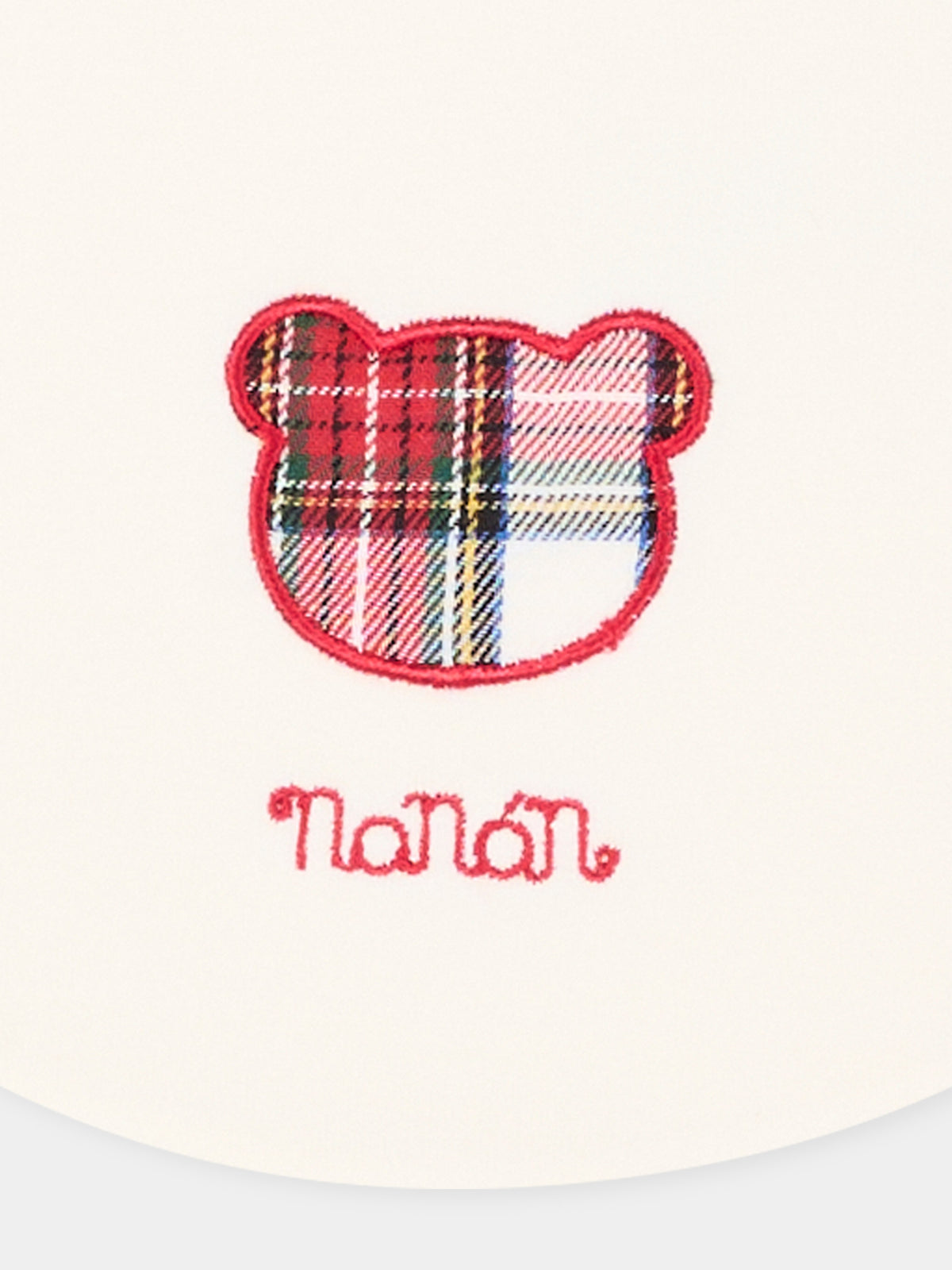 Bavaglino avorio per neonati con orsetto tartan,Nanán,I26040OW
