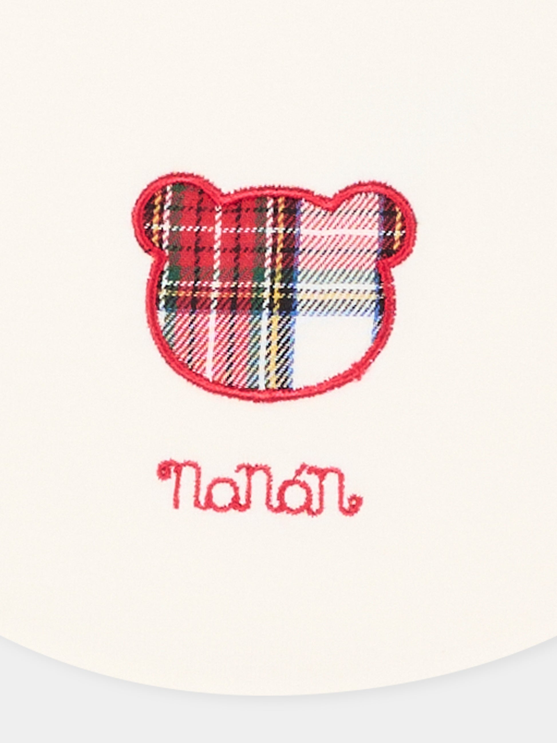 Bavaglino avorio per neonati con orsetto tartan,Nanán,I26040OW