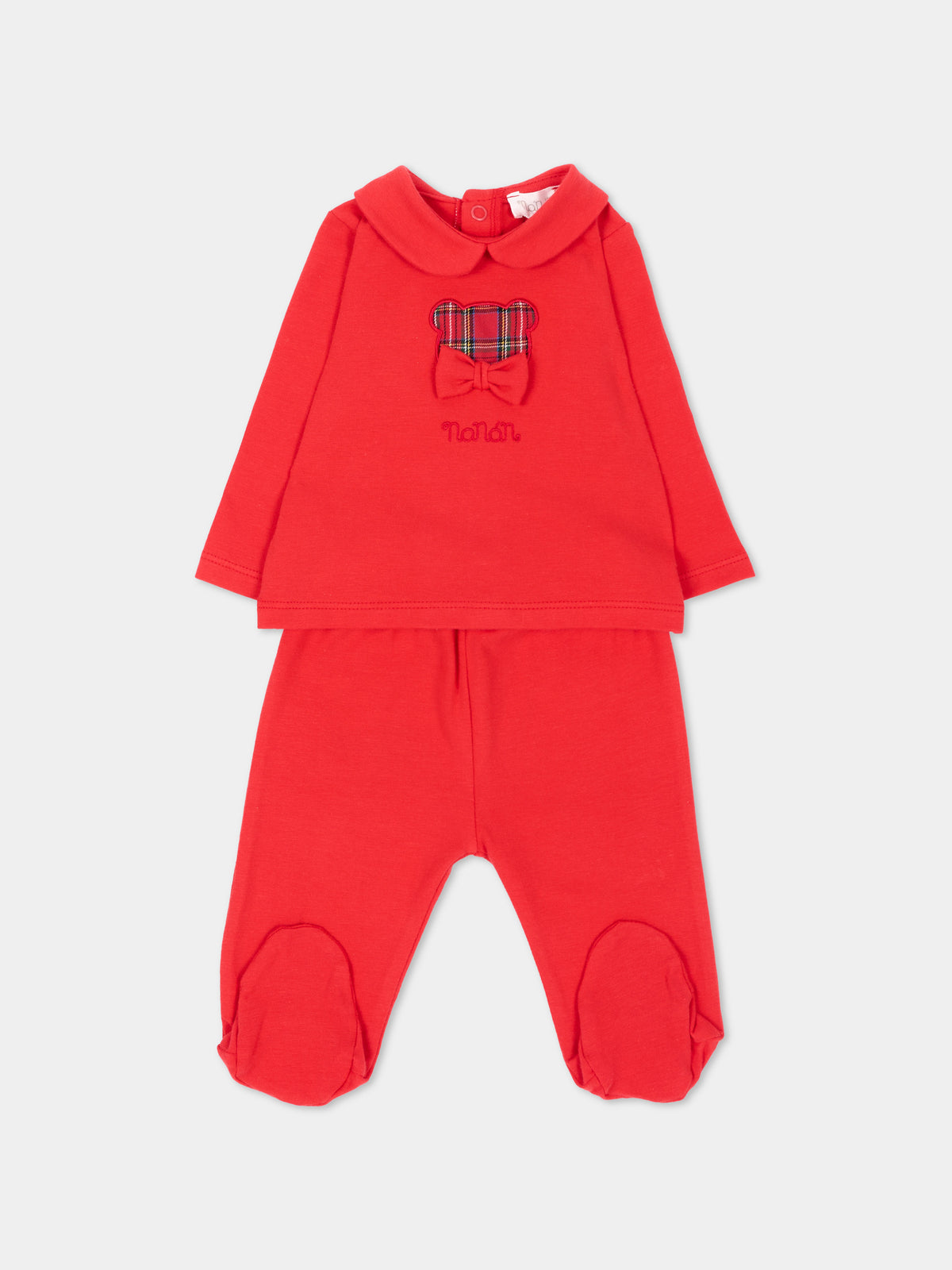 Completo nascita rosso per neonati con orsetto,Nanán,I26038RS
