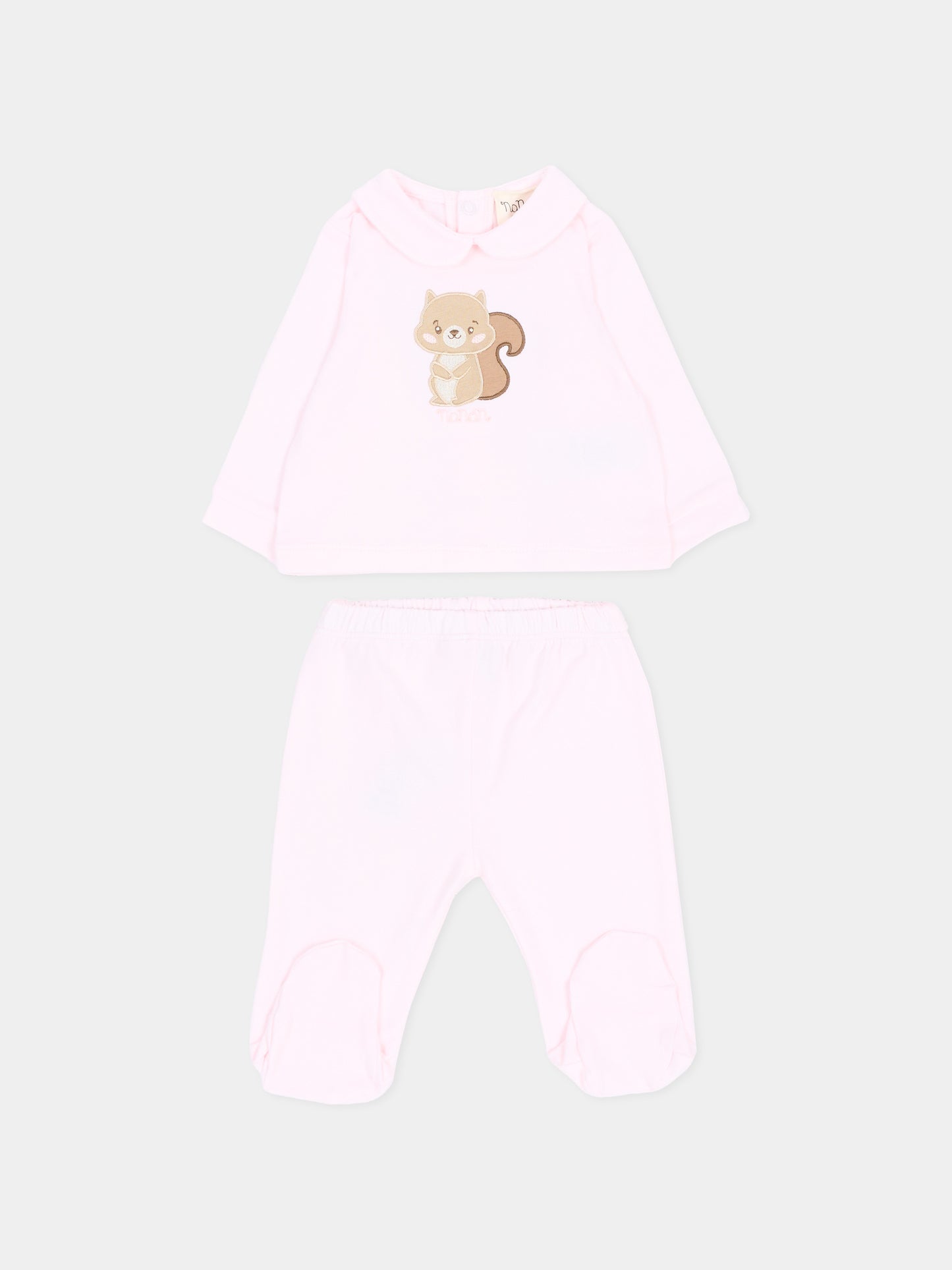 Completo nascita rosa per neonata con scoiattolo,Nanán,I26013R