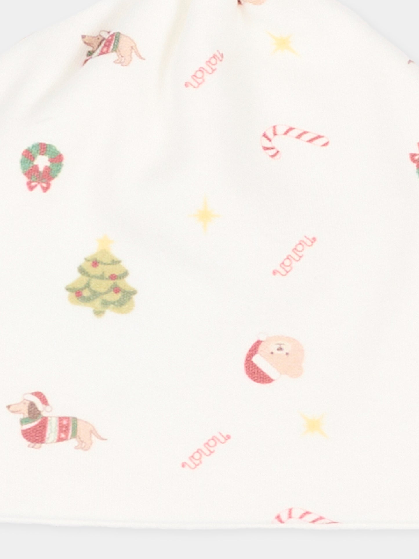 Cappello avorio per neonati con stampa Natale,Nanán,I26027OW