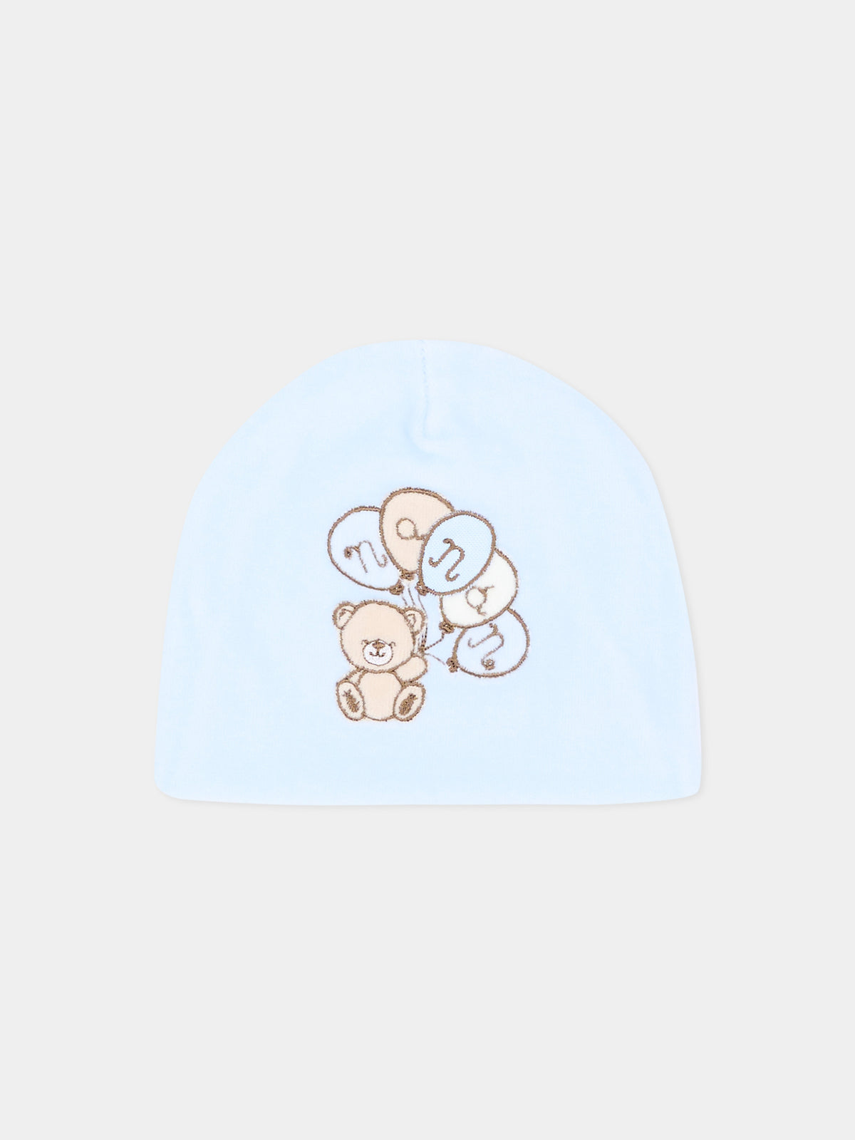 Cappello azzurro per neonato con orsetto,Nanán,I26003A