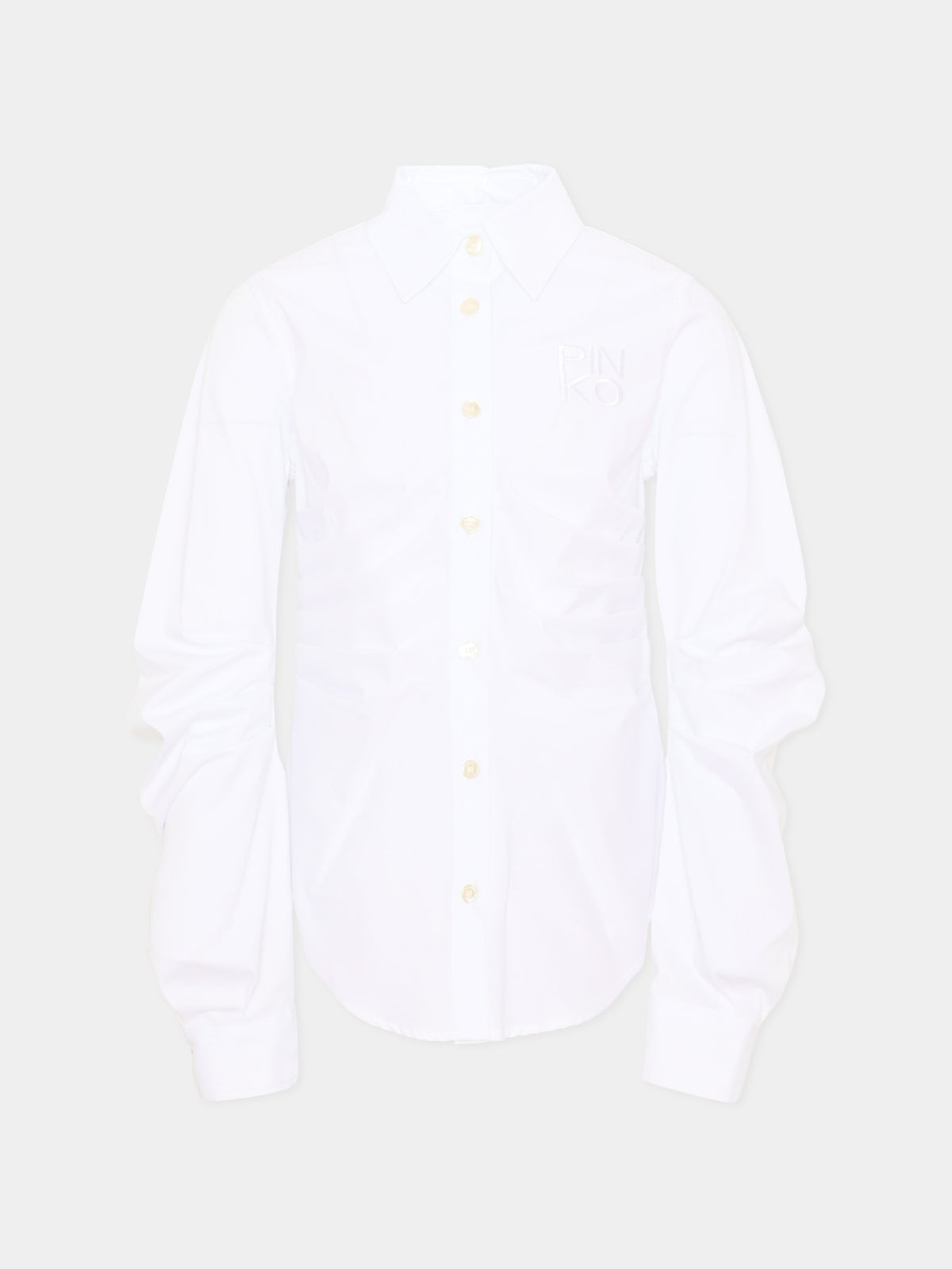 Camicia a manica lunga bianca per bambina con logo,Pinko,KFCA051 0 CA027 B000