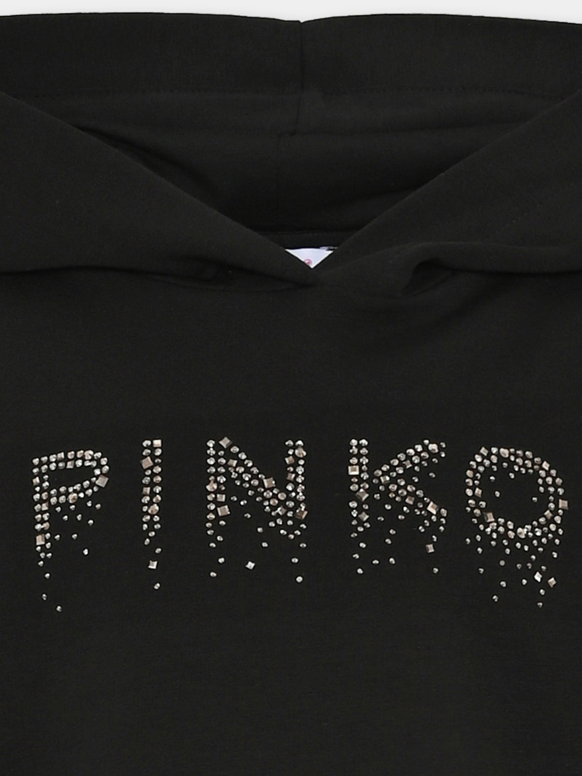 Felpa con cappuccio nera per bambina con logo,Pinko,KFFE041 C FE015 0926