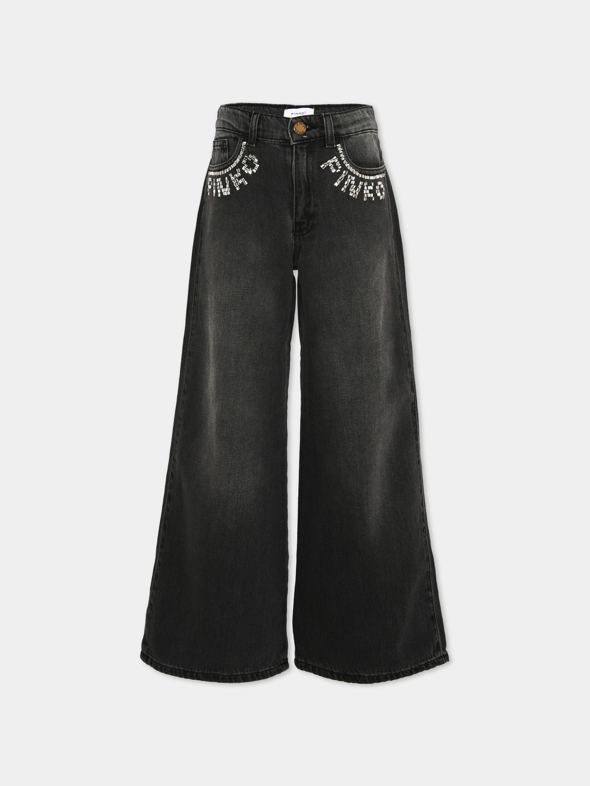 Jeans nero per bambina con logo,Pinko,KFPA070 C DF032 0917