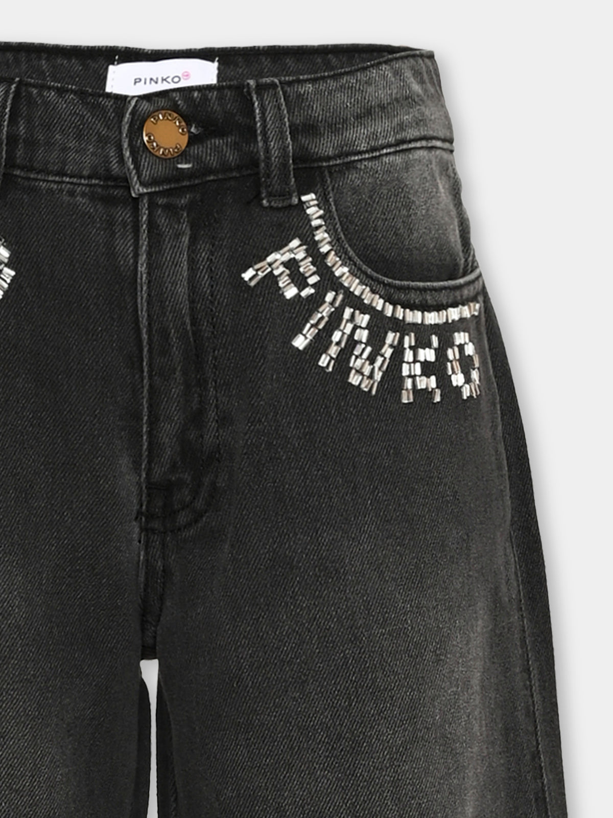 Jeans nero per bambina con logo,Pinko,KFPA070 C DF032 0917