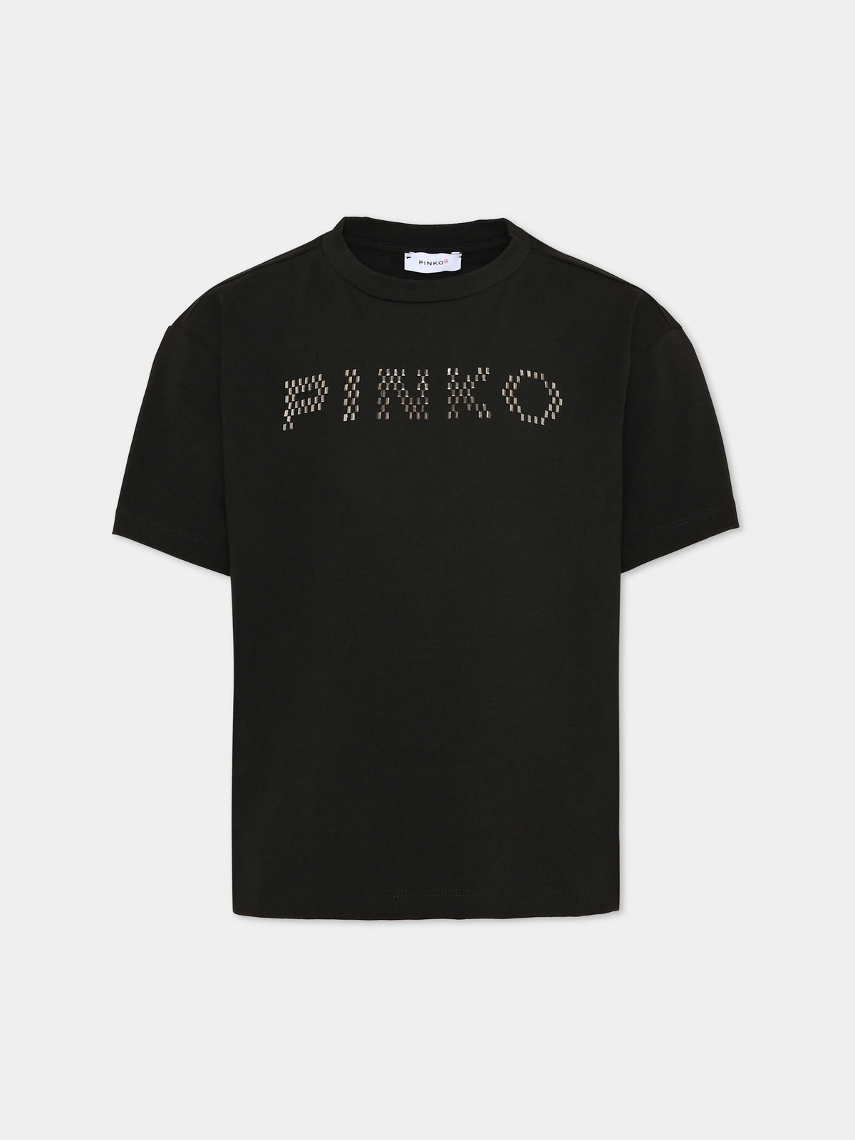 T-shirt nera per bambina con logo,Pinko,KFTS065 C JE017 0926
