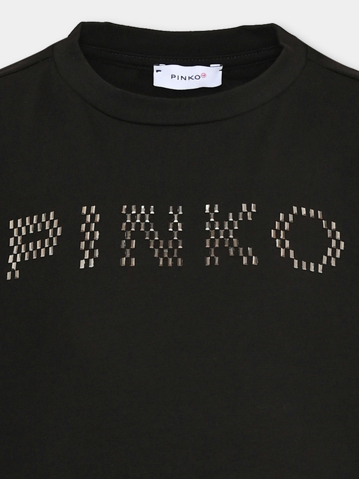 T-shirt nera per bambina con logo,Pinko,KFTS065 C JE017 0926
