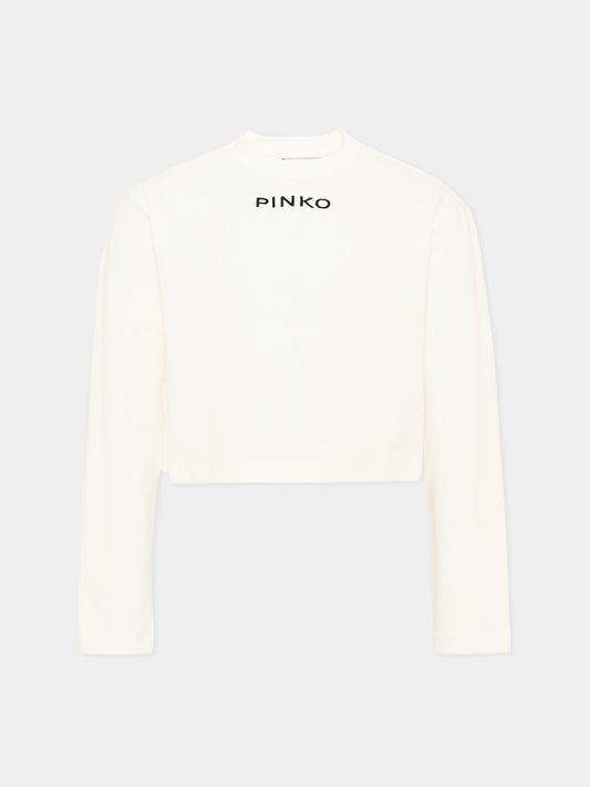T-shirt a manica lunga avorio per bambina,Pinko,KFTS070 C JE018 0905