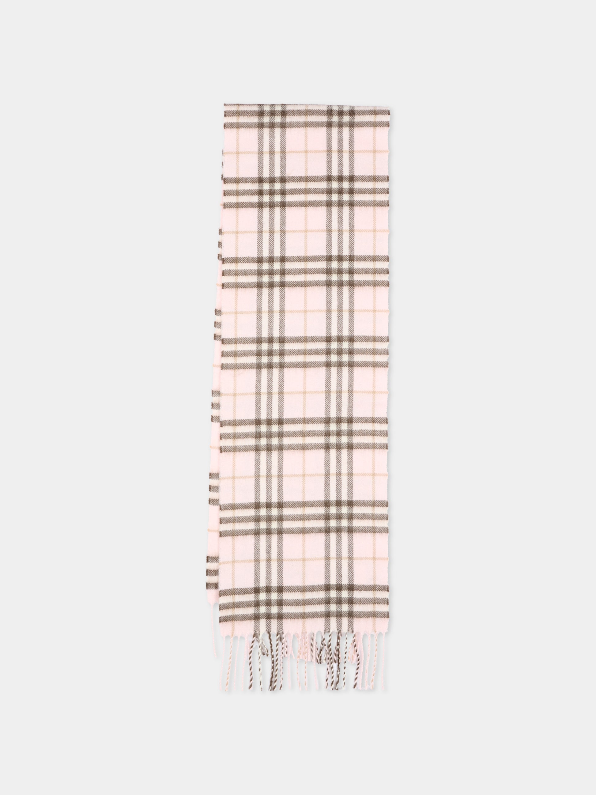 Sciarpa rosa per bambina con check,Burberry Kids,8132638 C2902