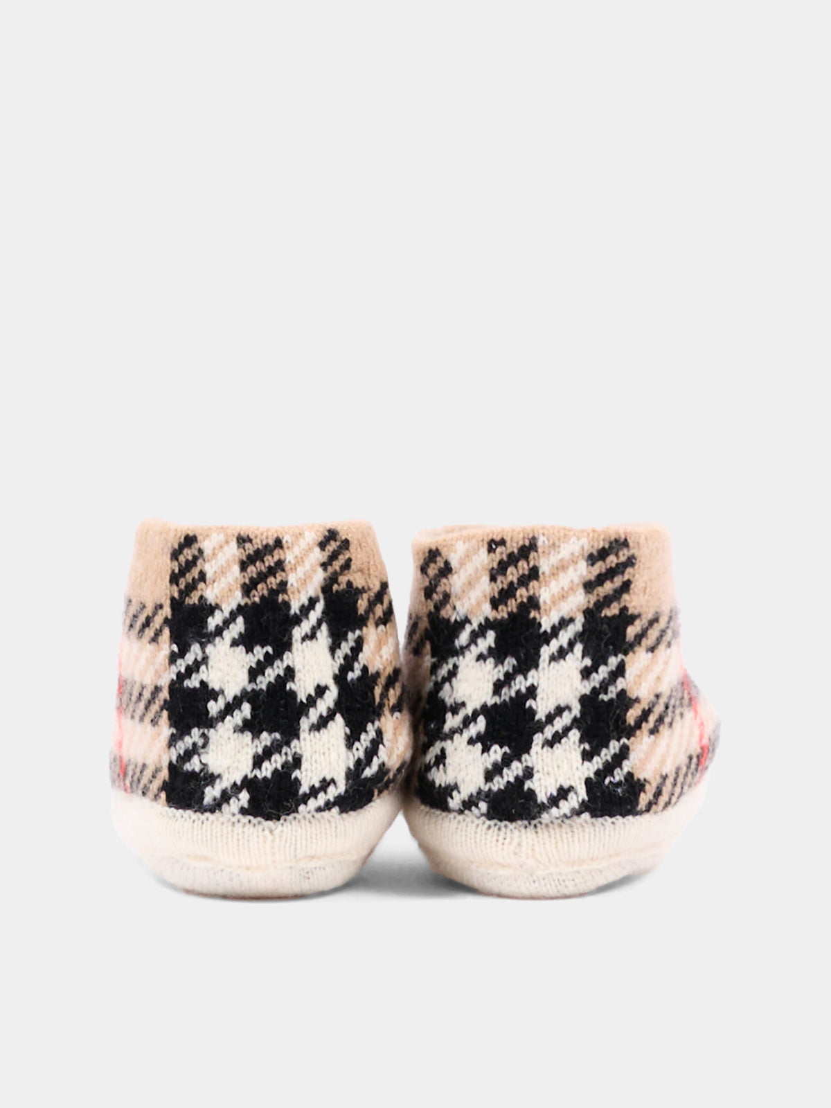 Babbucce beige per neonati con vintage check,Burberry Kids,8131324 B9368