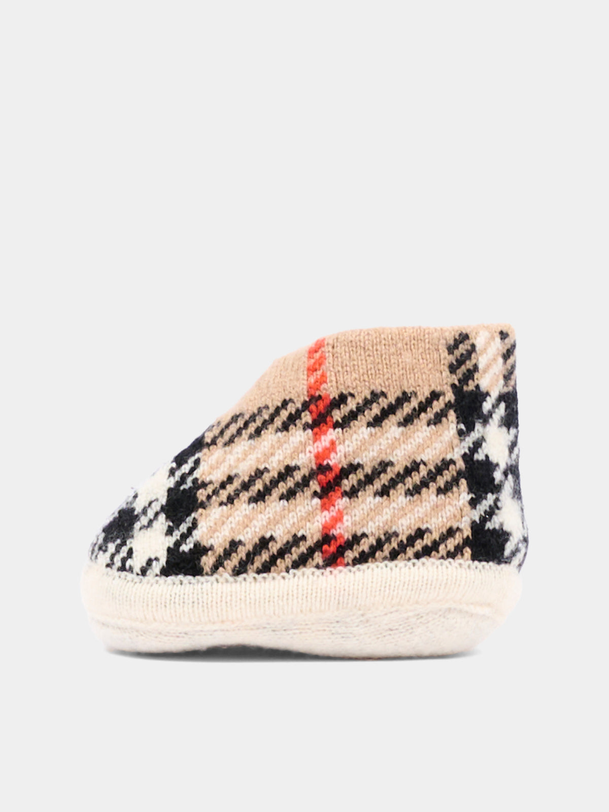 Babbucce beige per neonati con vintage check,Burberry Kids,8131324 B9368