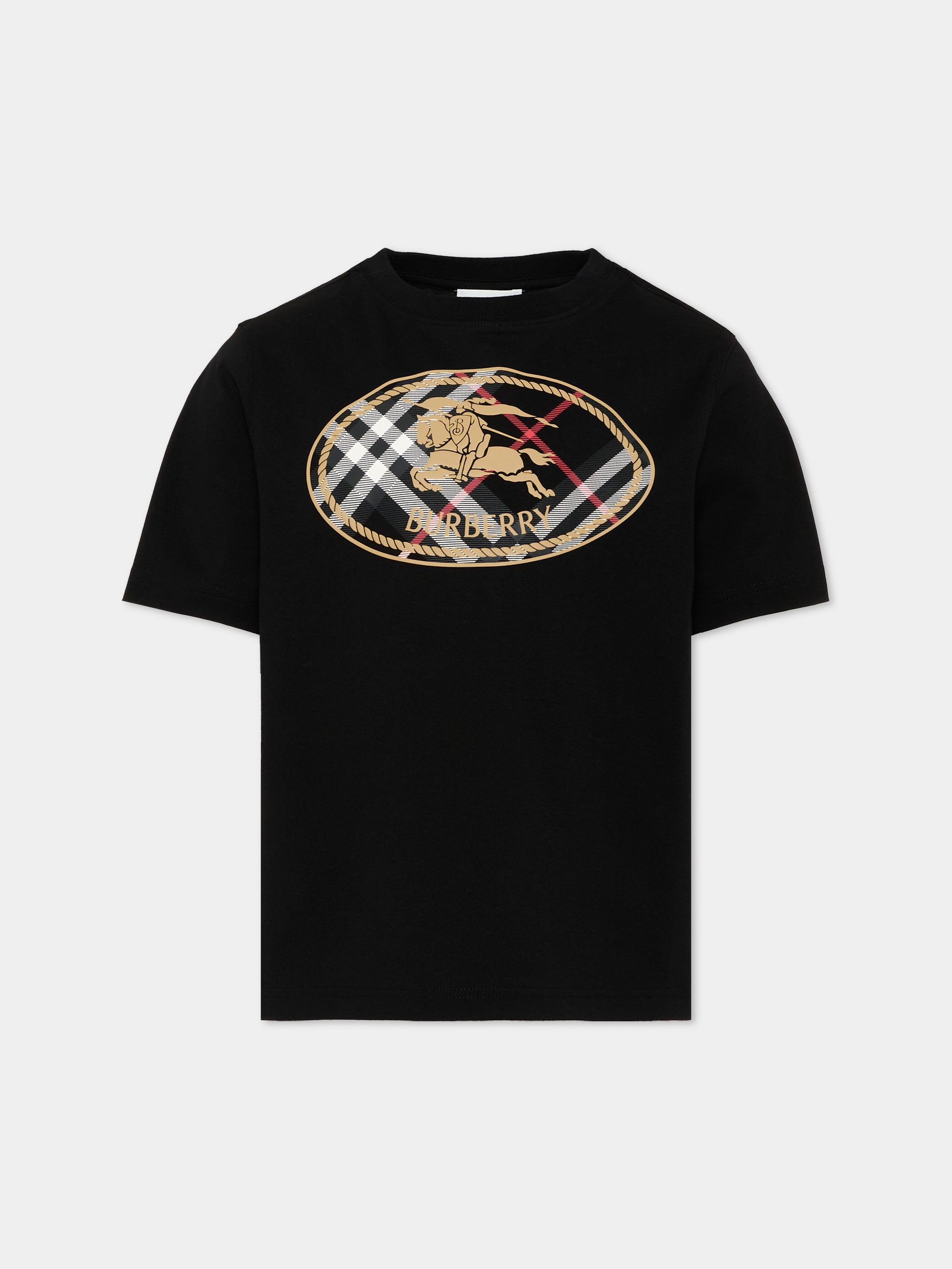 T-Shirt nera per bambino con logo,Burberry Kids,8131608 A1189