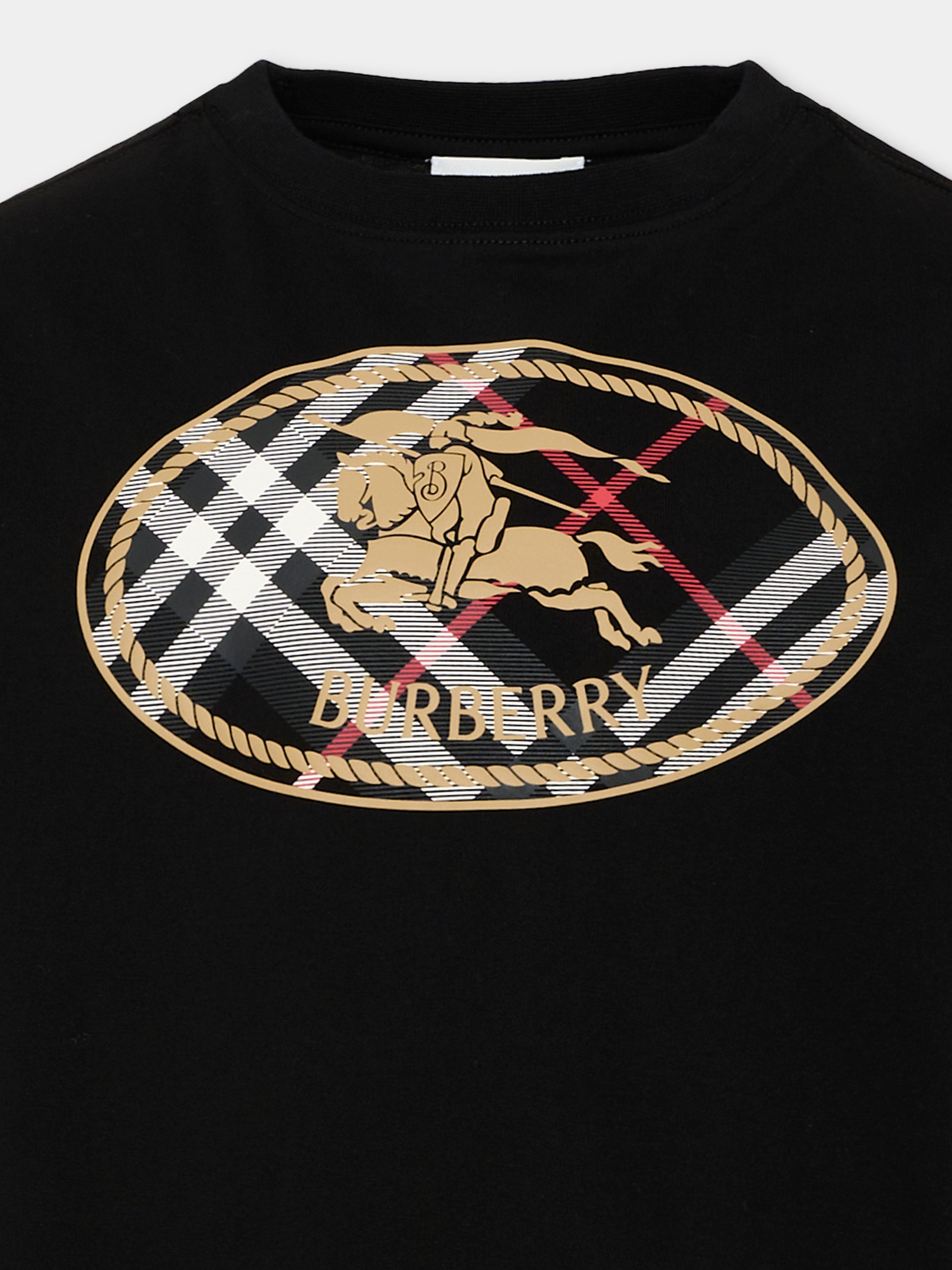 T-Shirt nera per bambino con logo,Burberry Kids,8131608 A1189