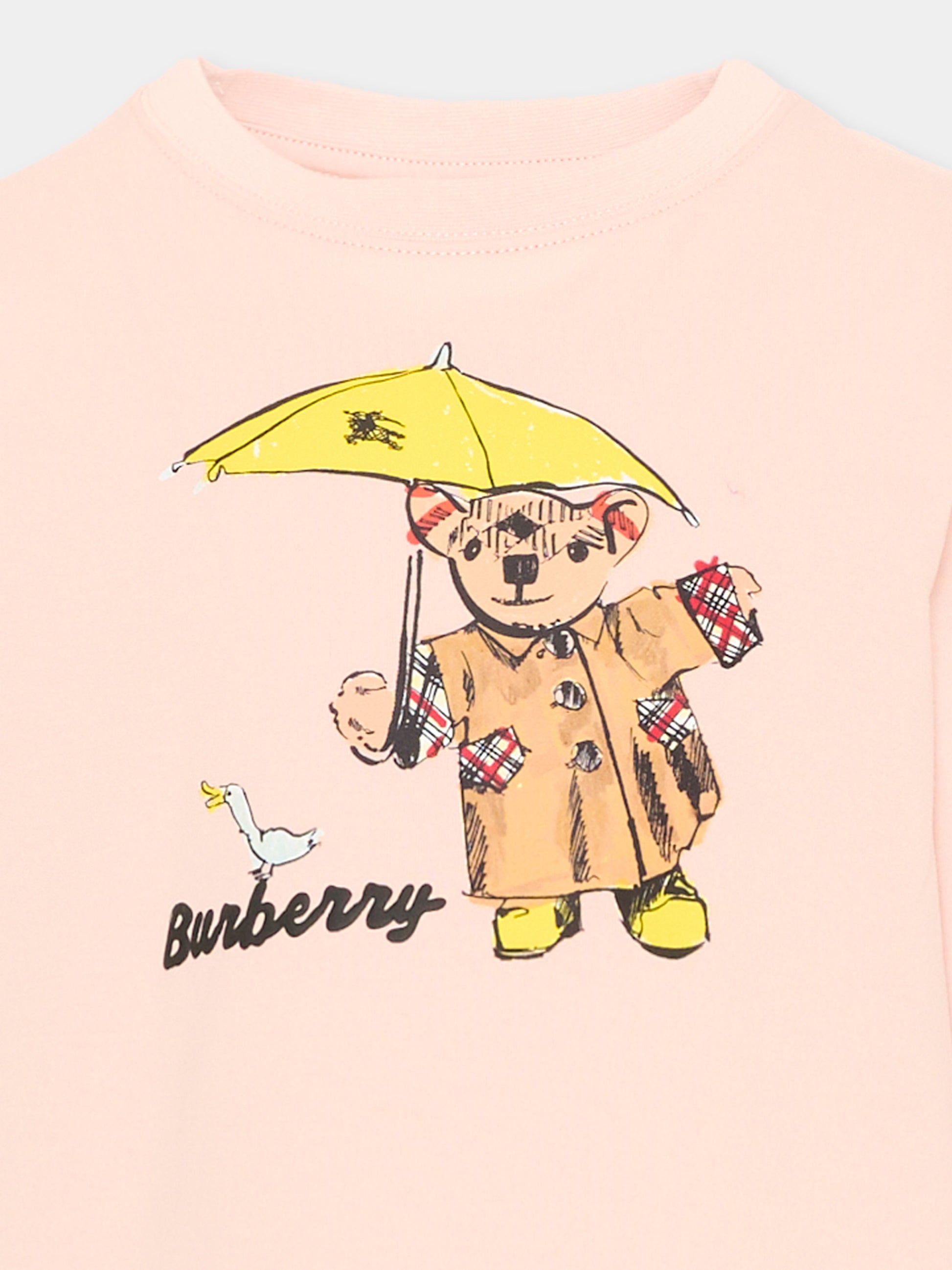 T-shirt a manica lunga rosa con stampa per bambina,Burberry Kids,8131957 C2989