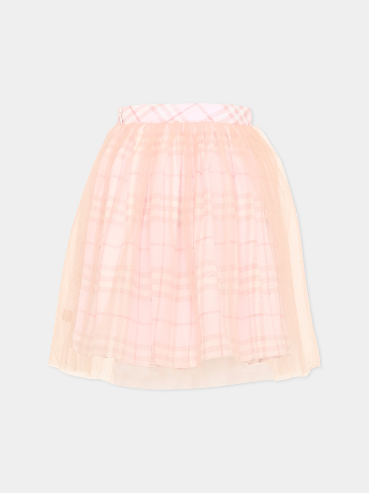 Pink skirt for girl with check