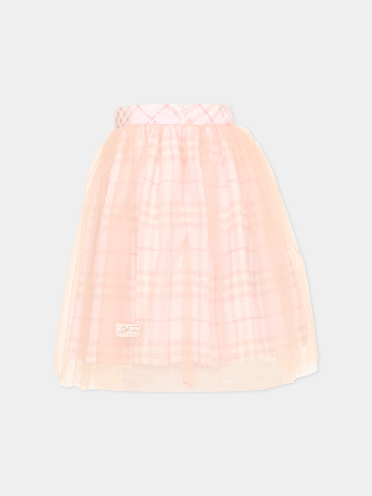 Pink skirt for girl with check