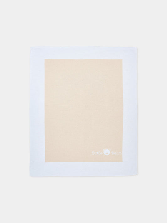 Copertina avorio per neonato bordata,Little Bear,4100 BURRO/CIELO
