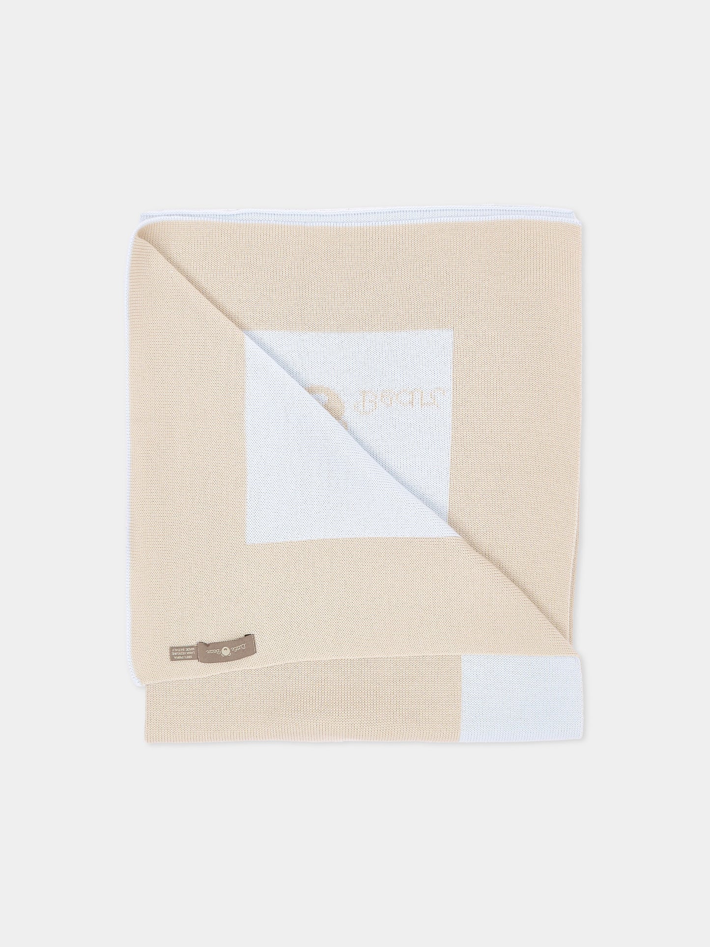 Copertina avorio per neonato bordata,Little Bear,4100 BURRO/CIELO