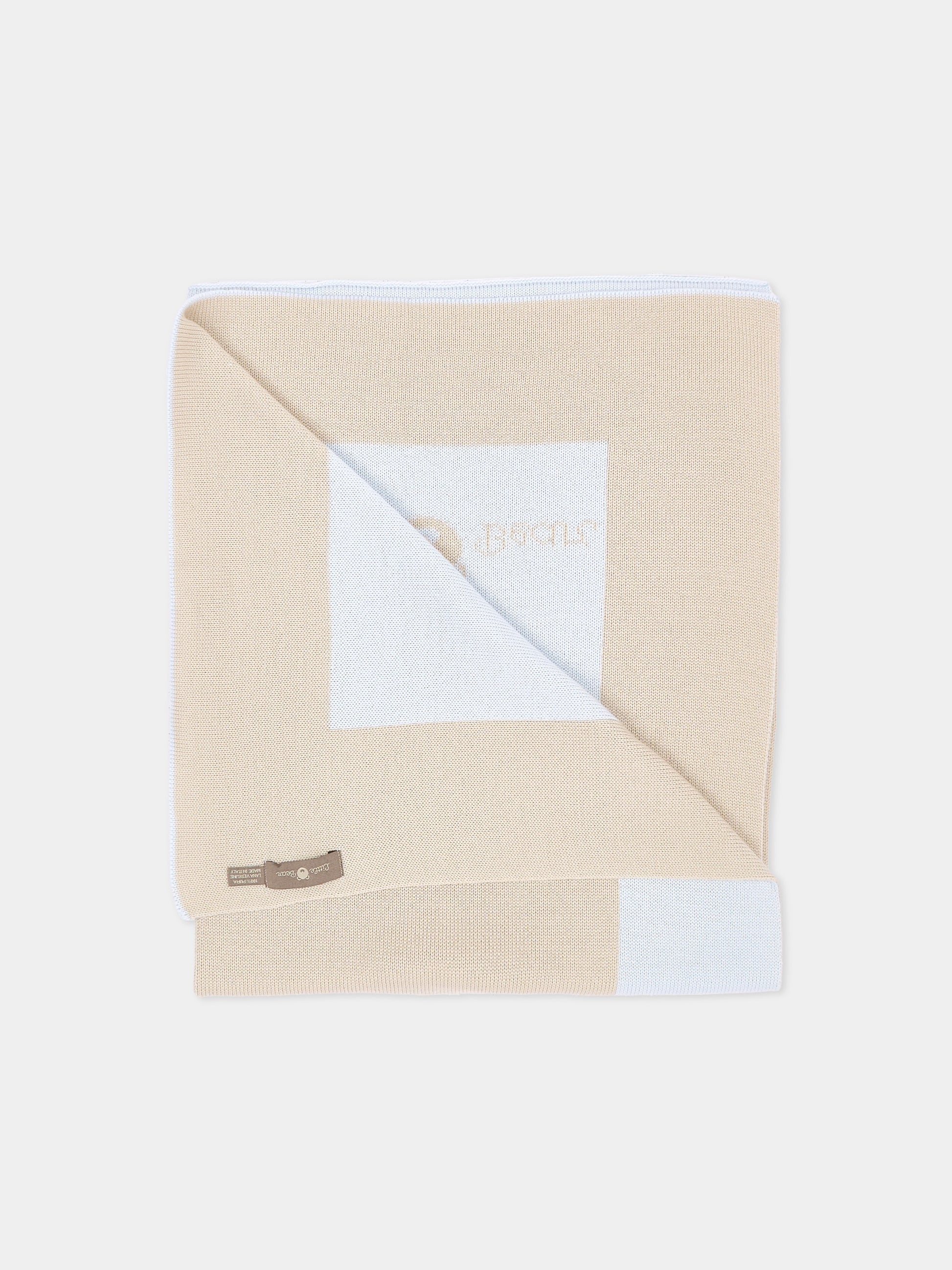 Copertina avorio per neonato bordata,Little Bear,4100 BURRO/CIELO