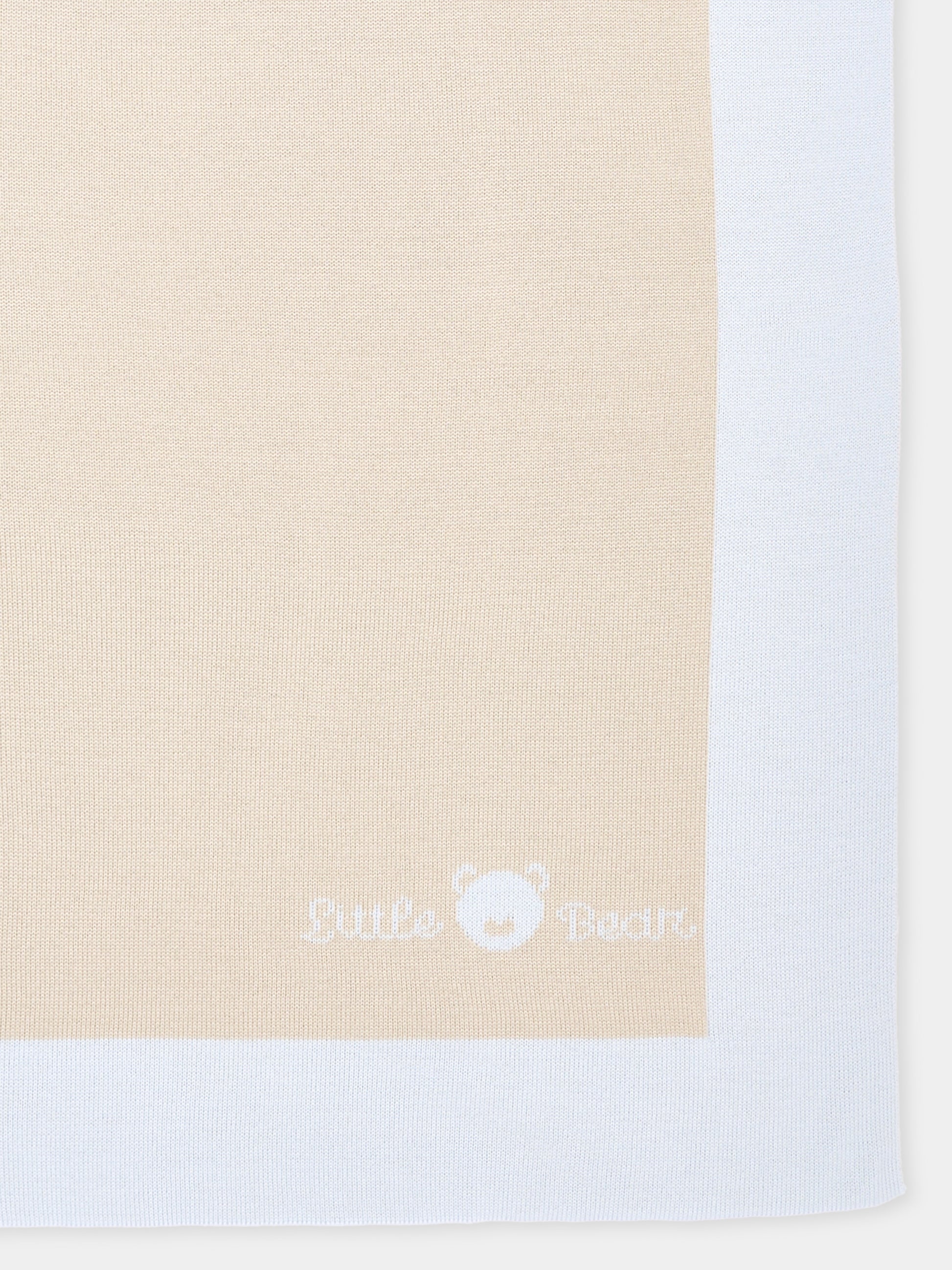 Copertina avorio per neonato bordata,Little Bear,4100 BURRO/CIELO