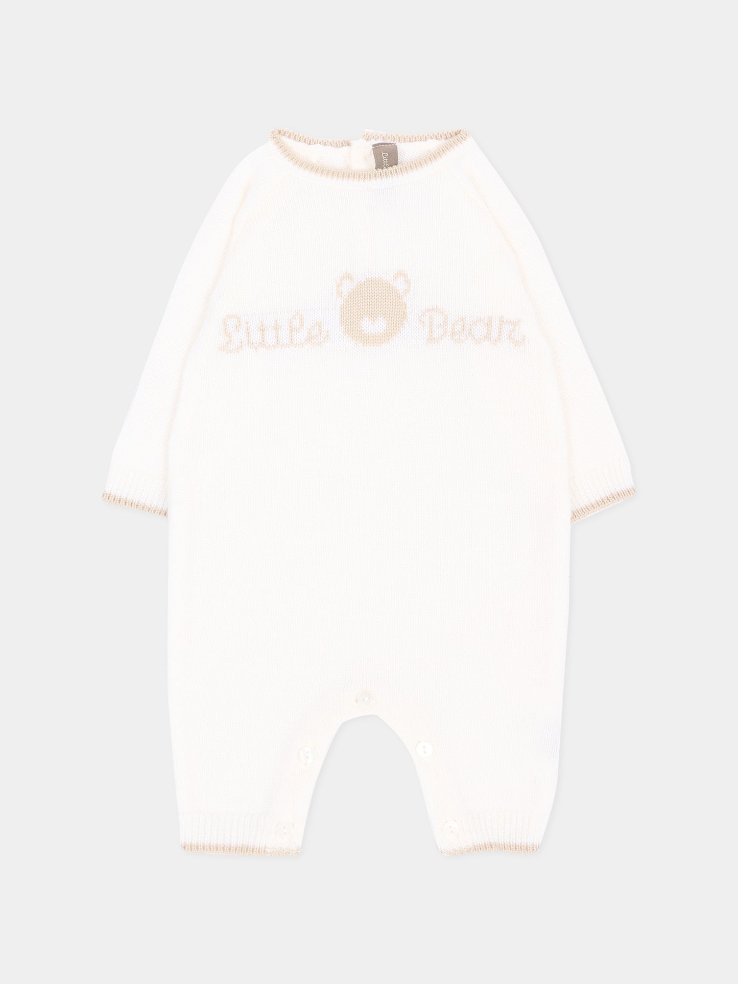 Tutina avorio per neonato con orsetto,Little Bear,4101 LATTE/BURRO