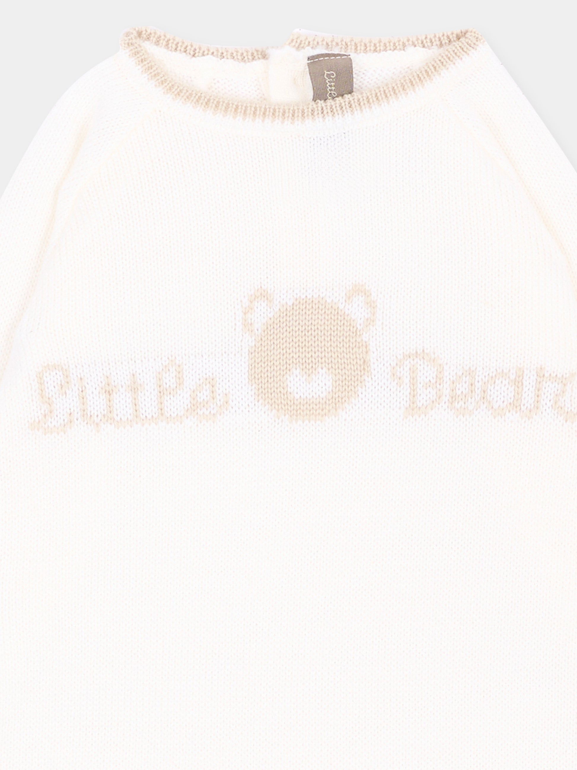 Tutina avorio per neonato con orsetto,Little Bear,4101 LATTE/BURRO