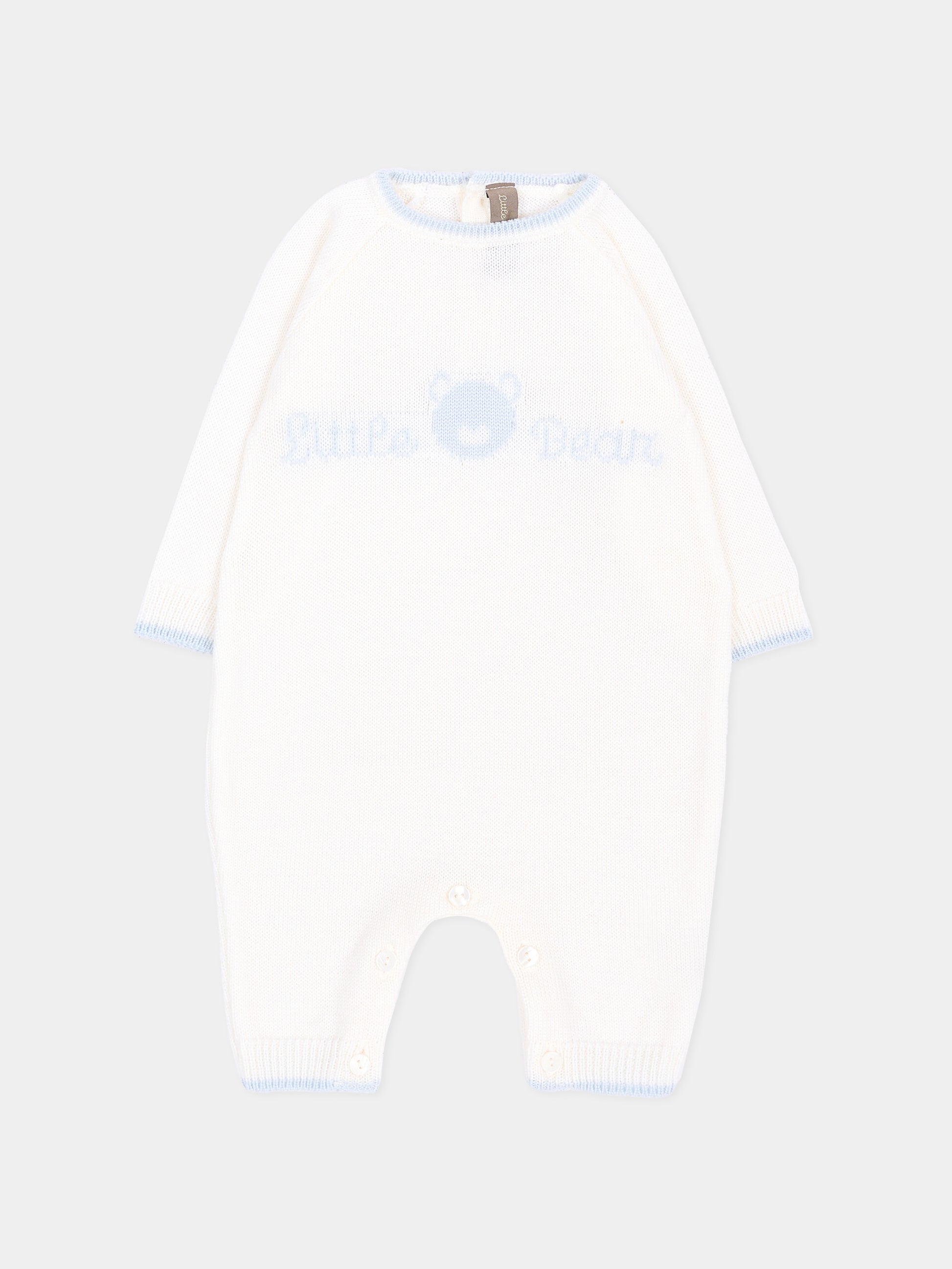 Tutina avorio per neonato con logo orsetto,Little Bear,4101 LATTE/CIELO