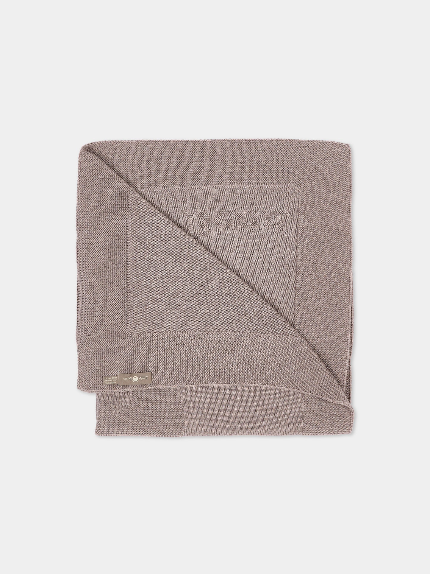 Copertina beige per neonato in maglia,Little Bear,4133 TORTORA