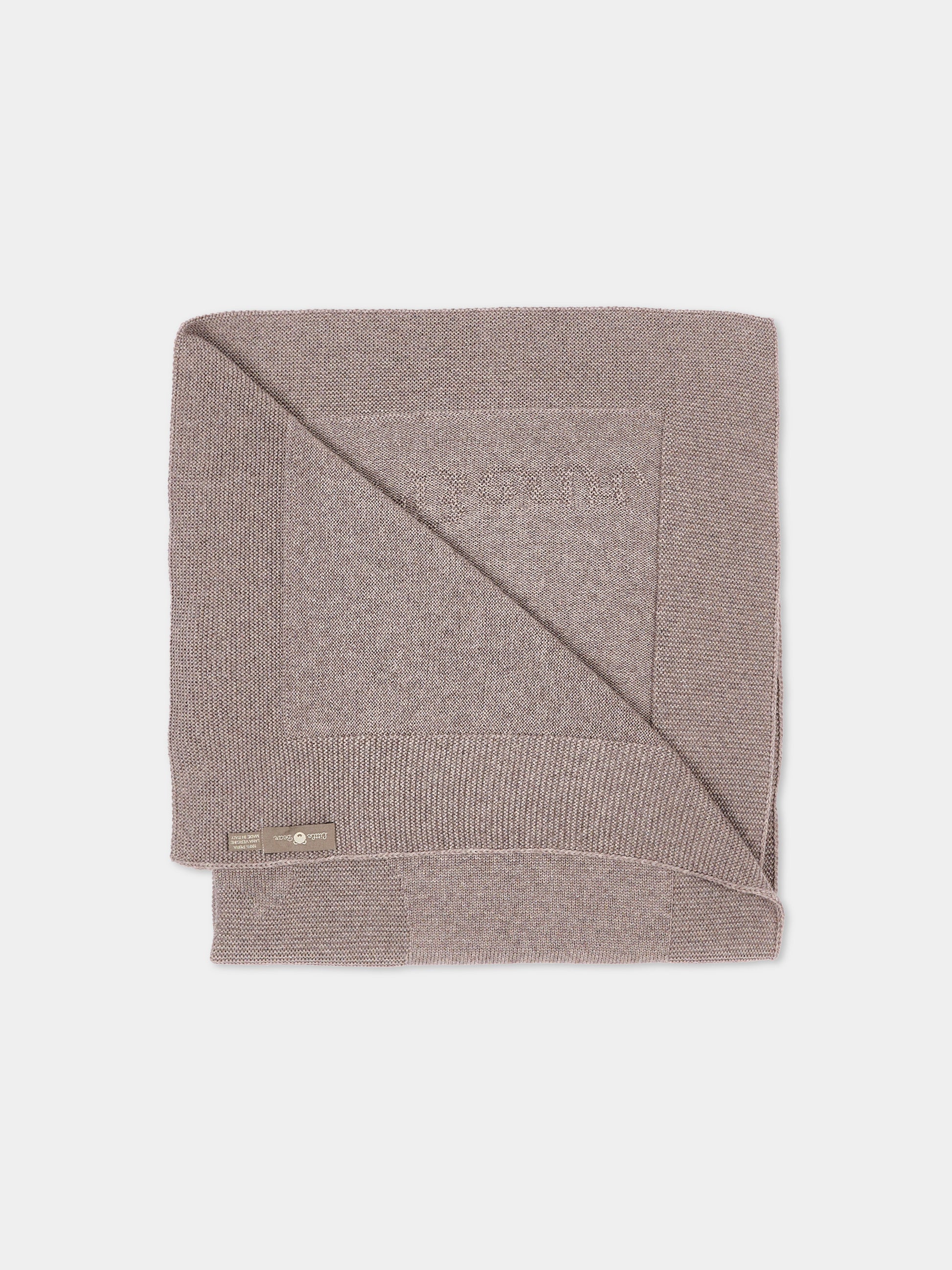 Copertina beige per neonato in maglia,Little Bear,4133 TORTORA