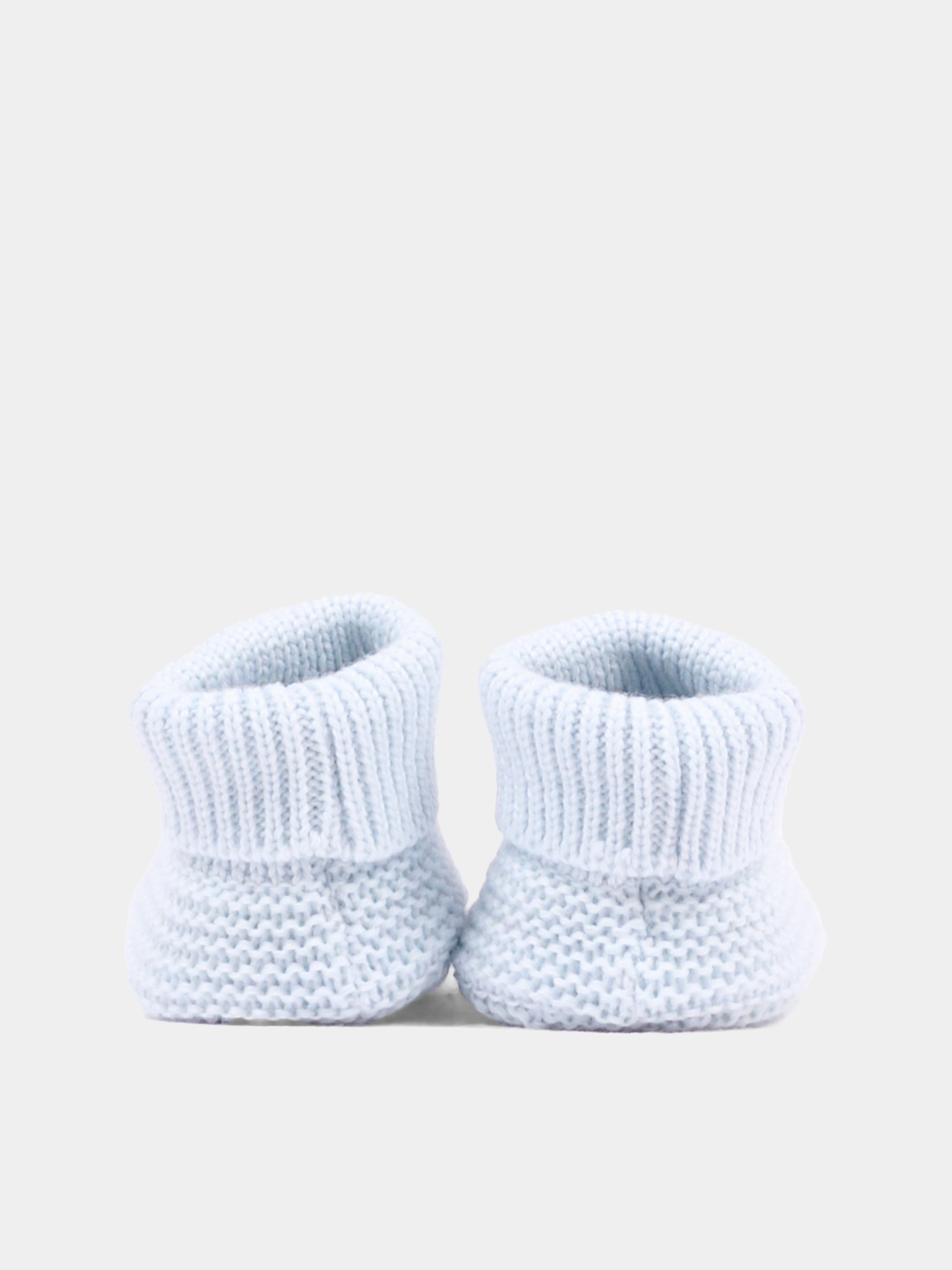 Babbucce celeste per neonato in tricot,Little Bear,4129 CIELO