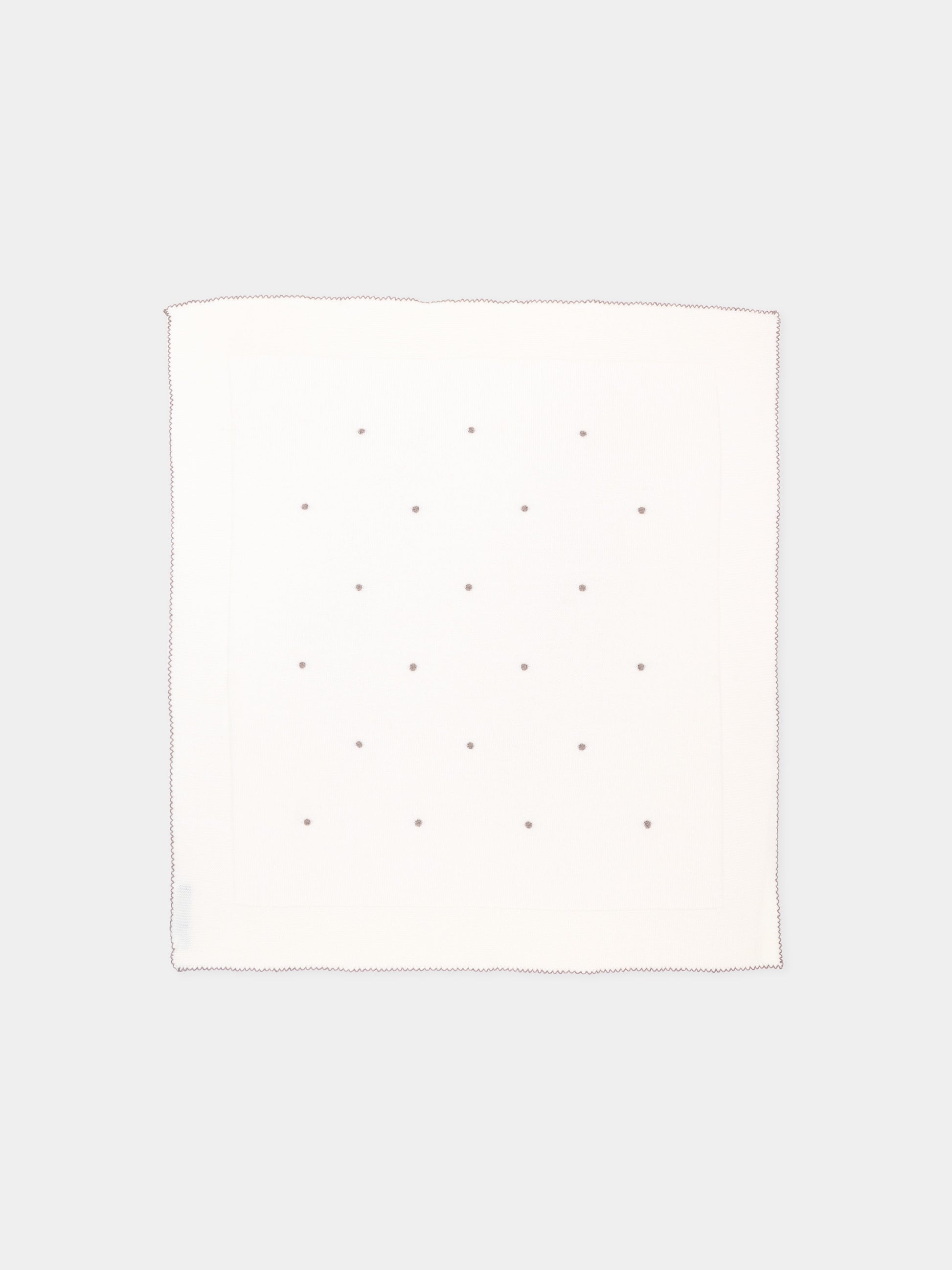 Copertina beige per neonato con ricami,Little Bear,4107 LATTE/TORTORA