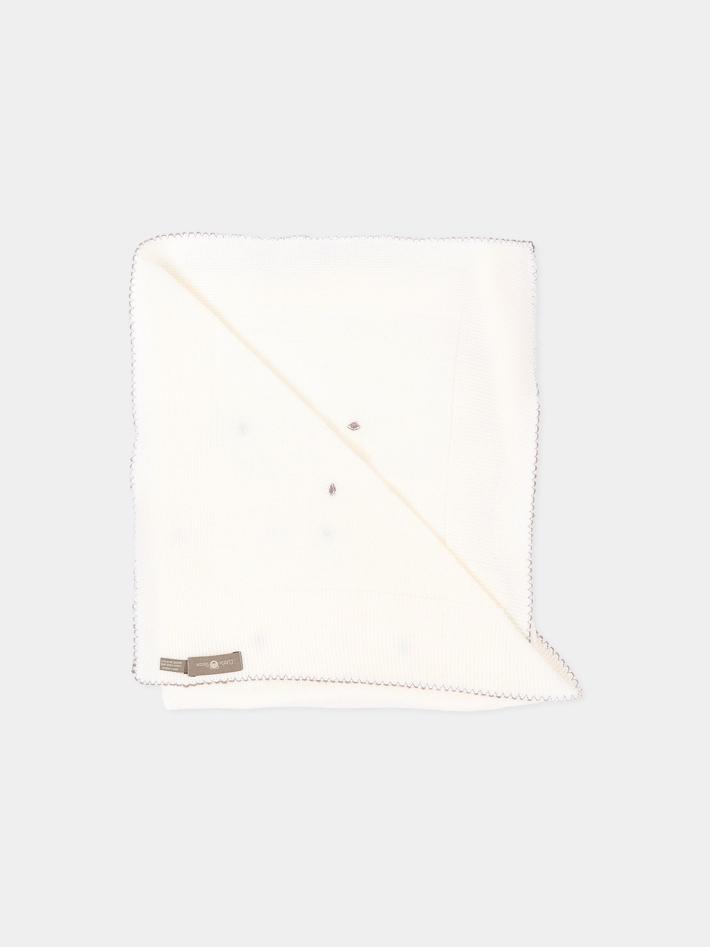 Copertina beige per neonato con ricami,Little Bear,4107 LATTE/TORTORA