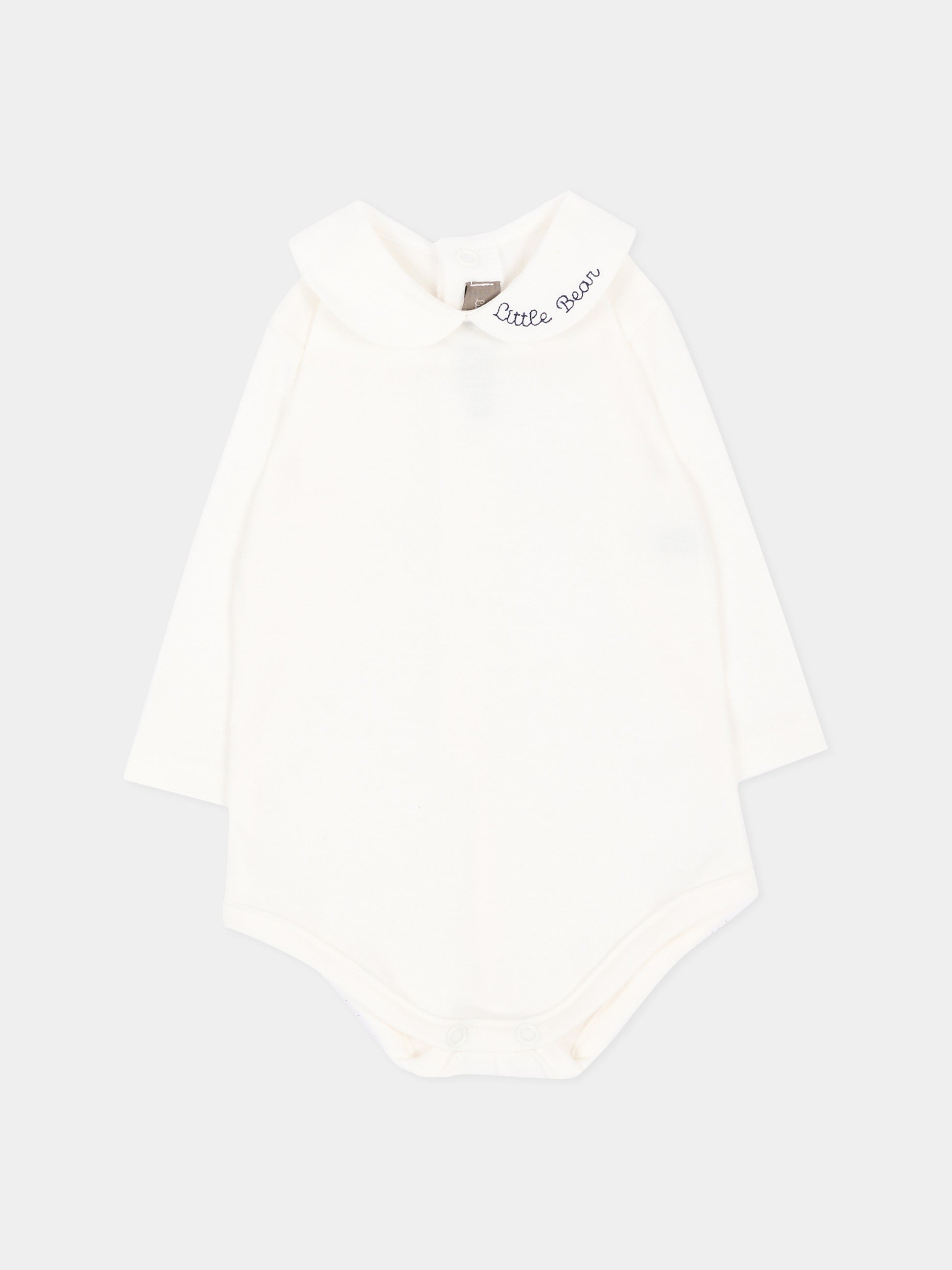 Body avorio per neonato con logo,Little Bear,5024 LATTE/BLU