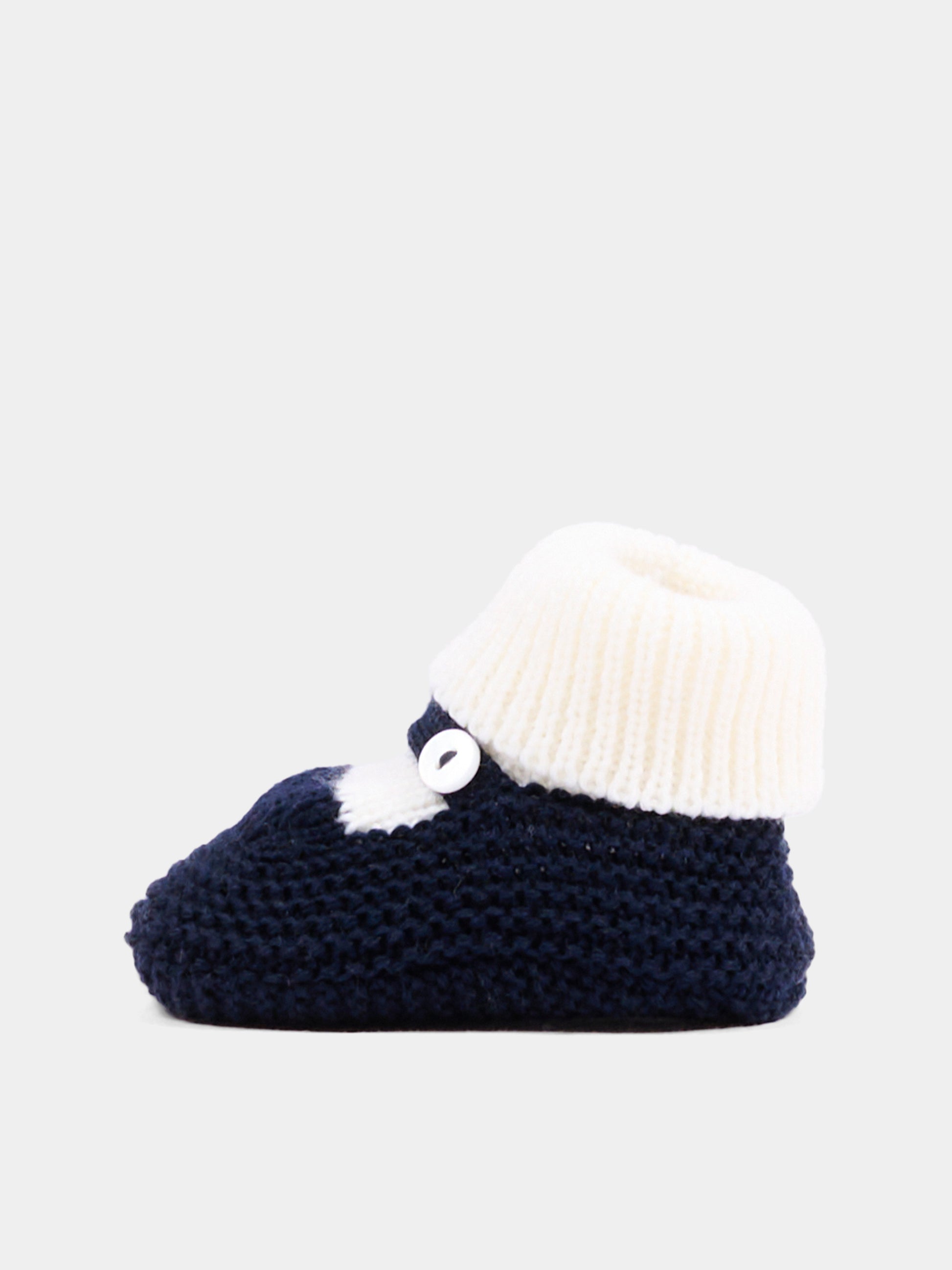 Babbucce blu per neonato in tricot,Little Bear,4129 LATTE/BLU