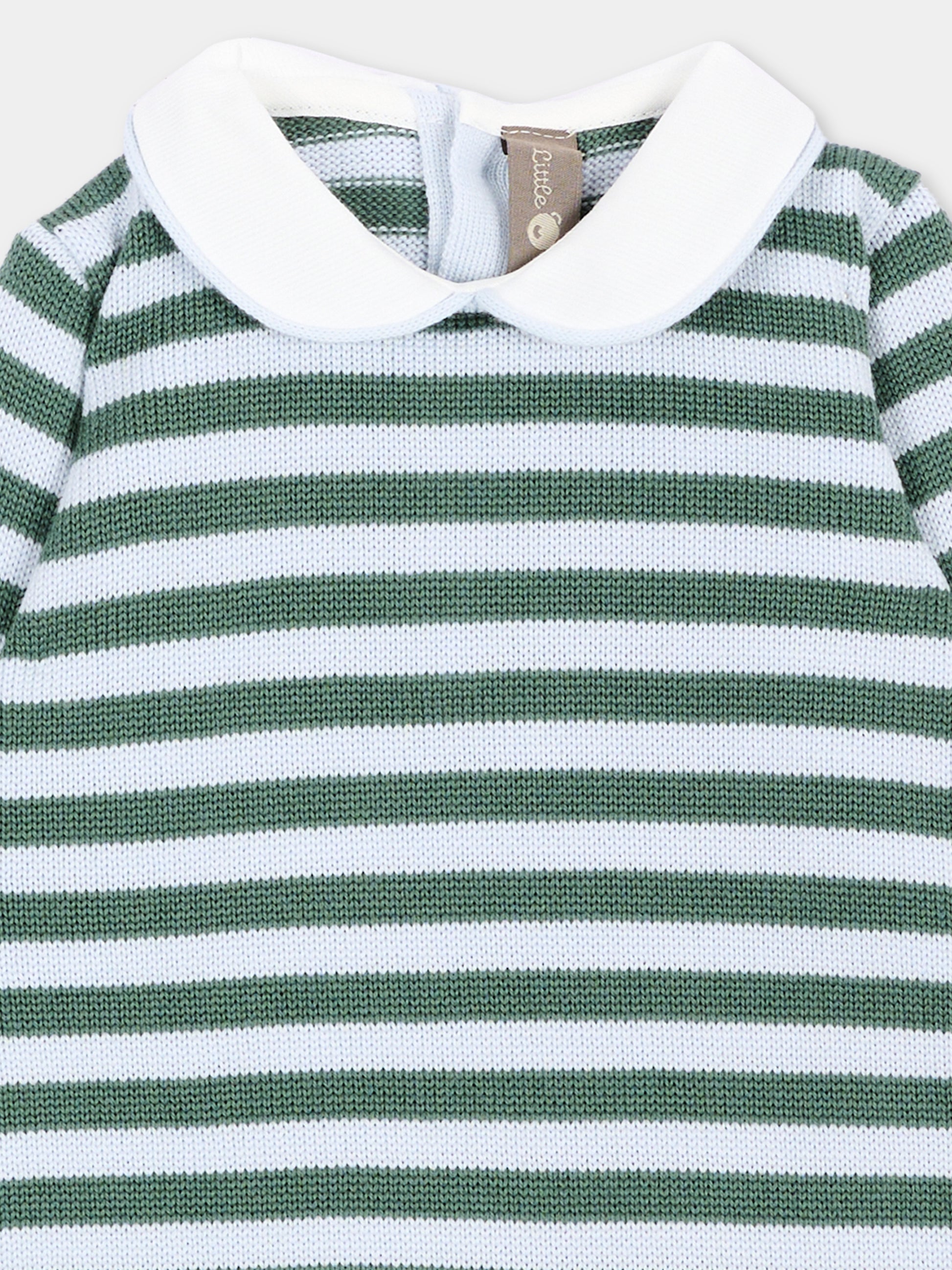 Tutina celeste a righe per neonato,Little Bear,4117 CIELO/BOSCO