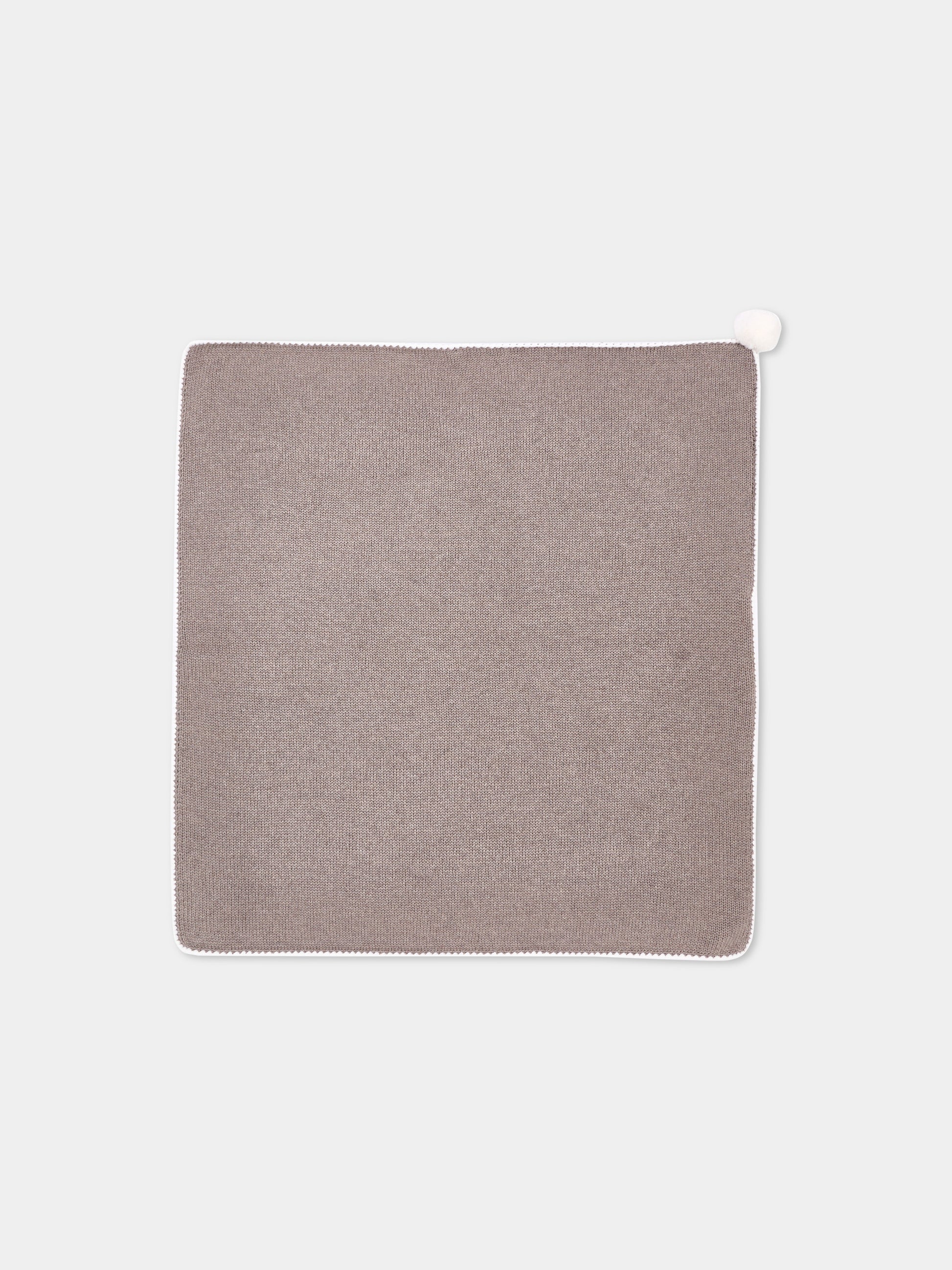 Copertina beige per neonati in maglia,Little Bear,4023 TORTORA/LATTE