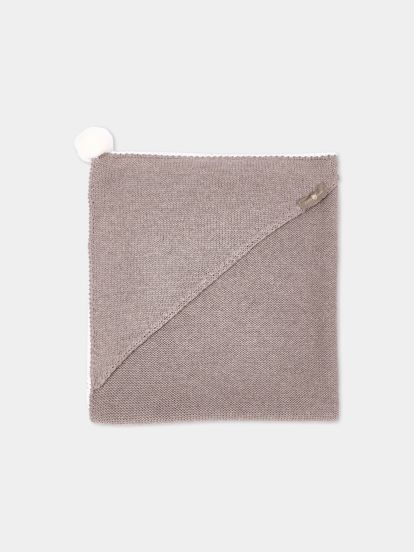 Copertina beige per neonati in maglia,Little Bear,4023 TORTORA/LATTE