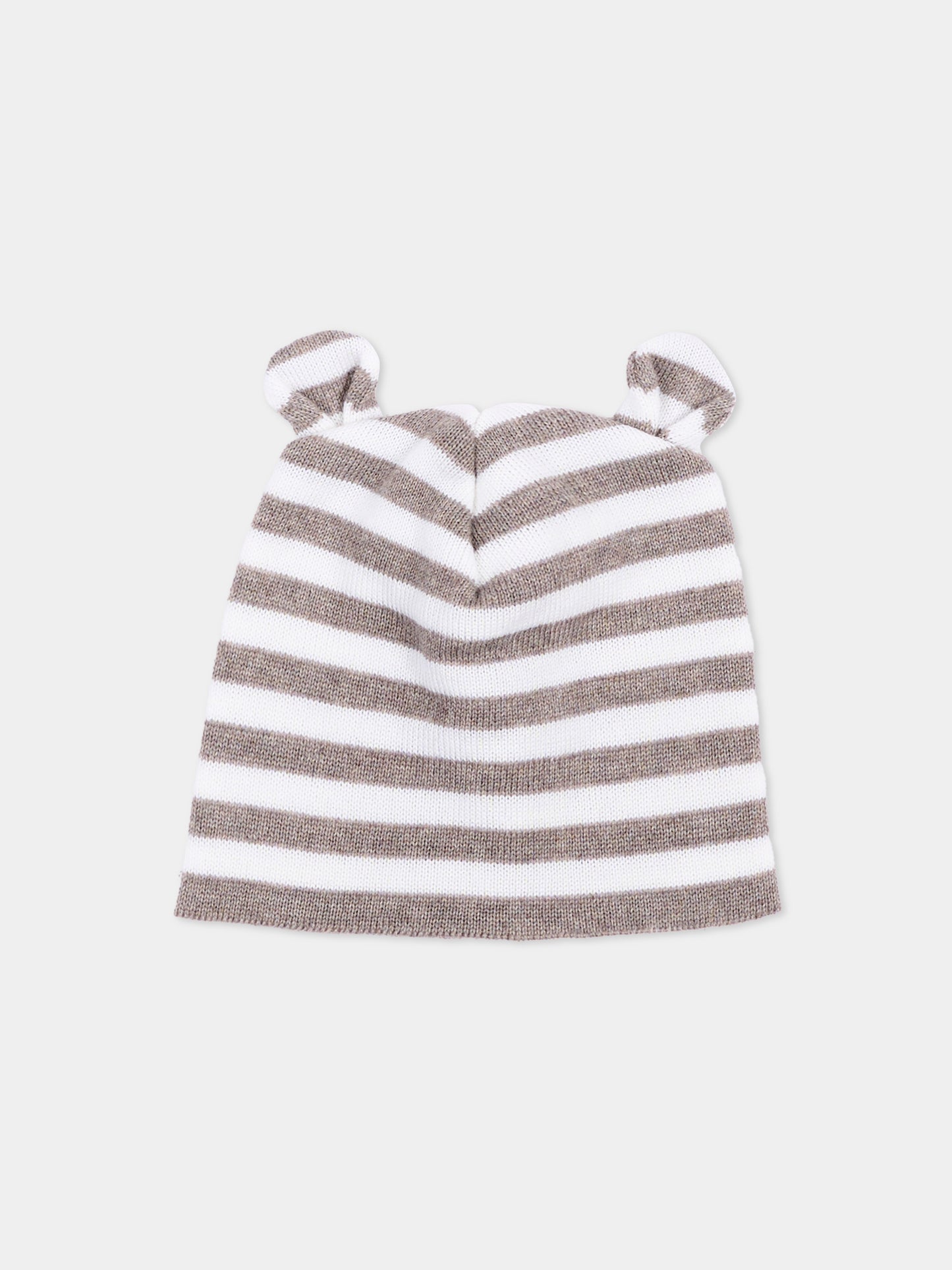 Cappello beige per neonato a righe,Little Bear,4116 TORTORA/LATTE