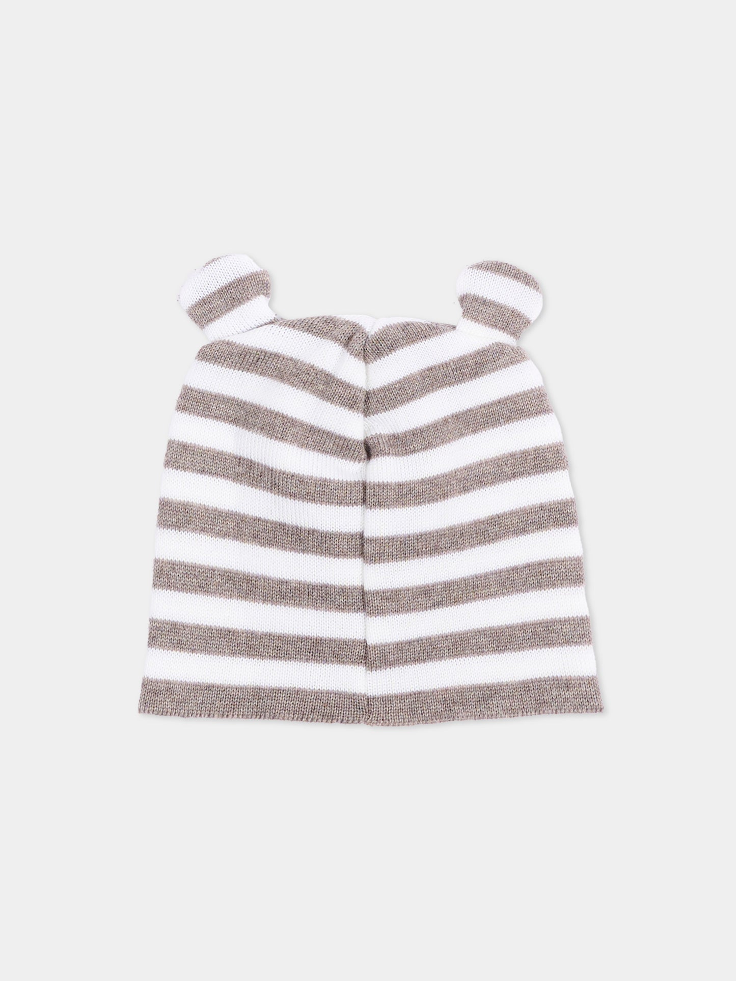 Cappello beige per neonato a righe,Little Bear,4116 TORTORA/LATTE